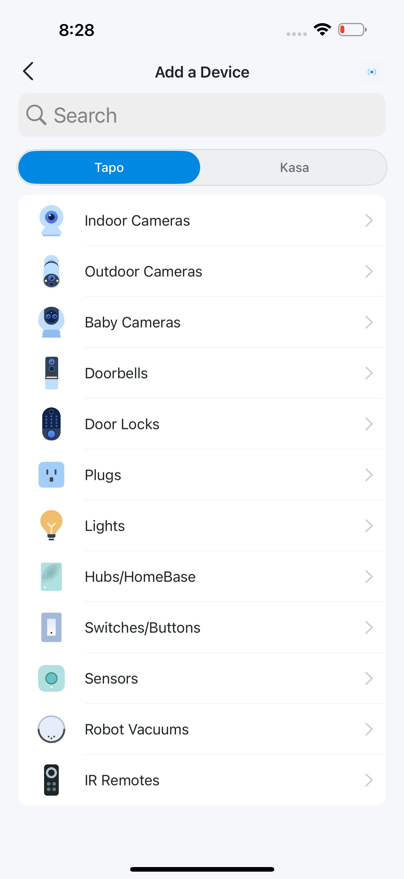 Add device page in the app