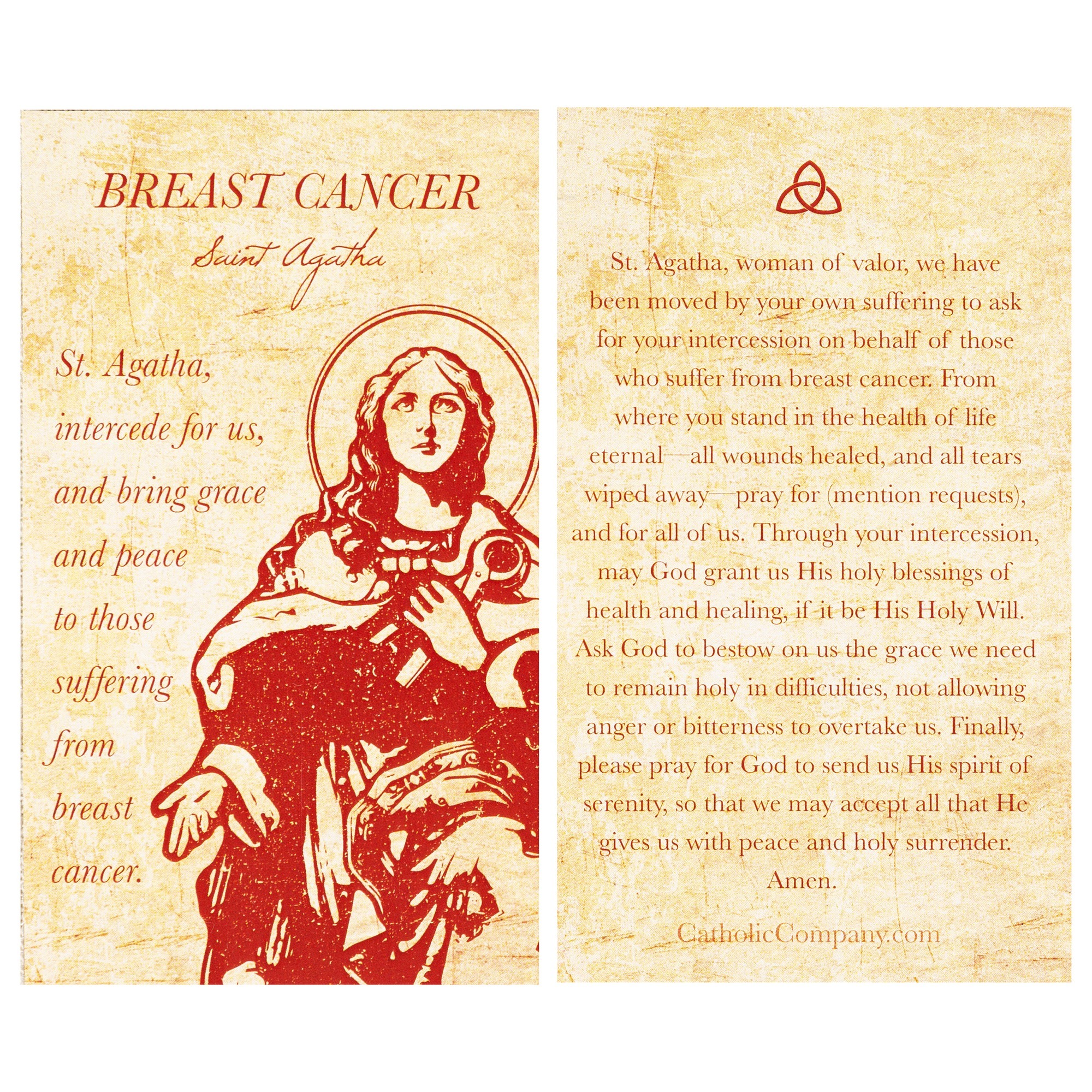 Saint Agatha Breast Cancer Prayer Card The Catholic Company®
