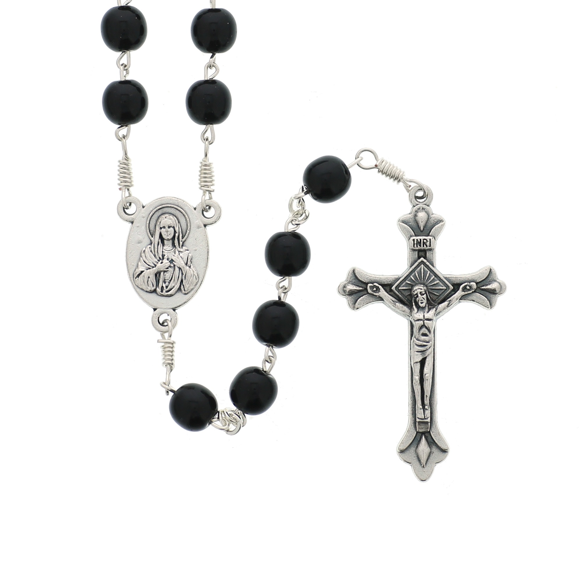 Holy Land Glass Bead Black Rosary