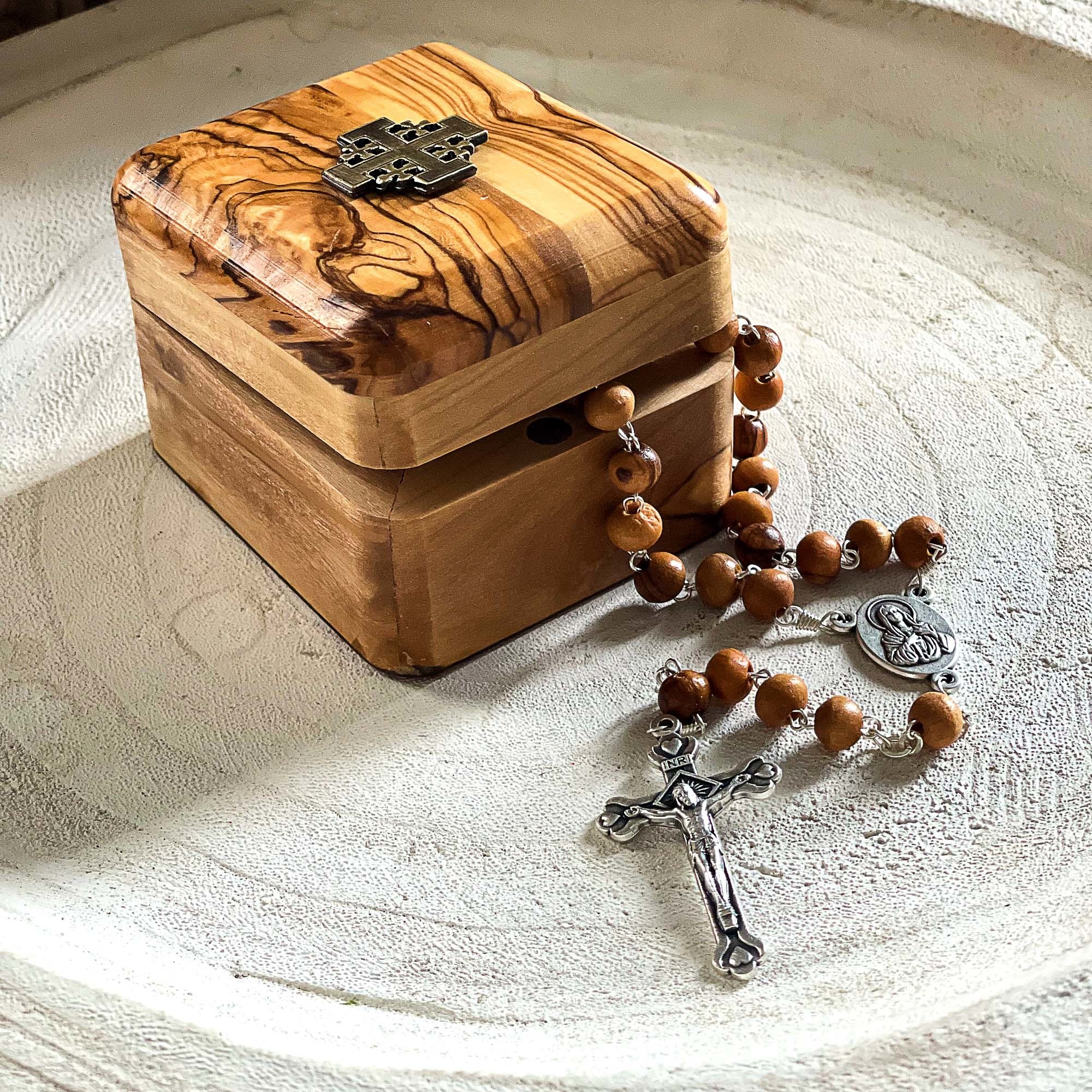 Olive Wood Rosary & Box From Holy Land The Catholic Company®