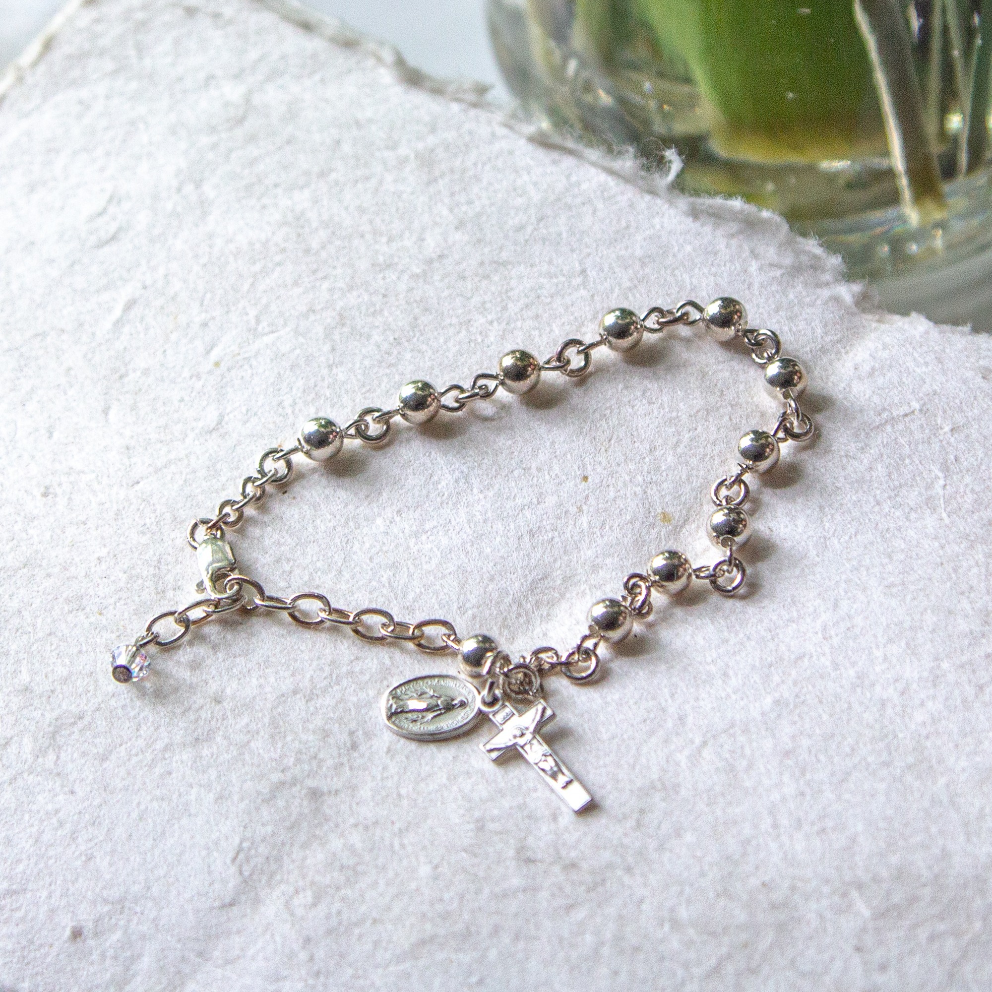 Sterling Silver Rosary Bracelet 5mm