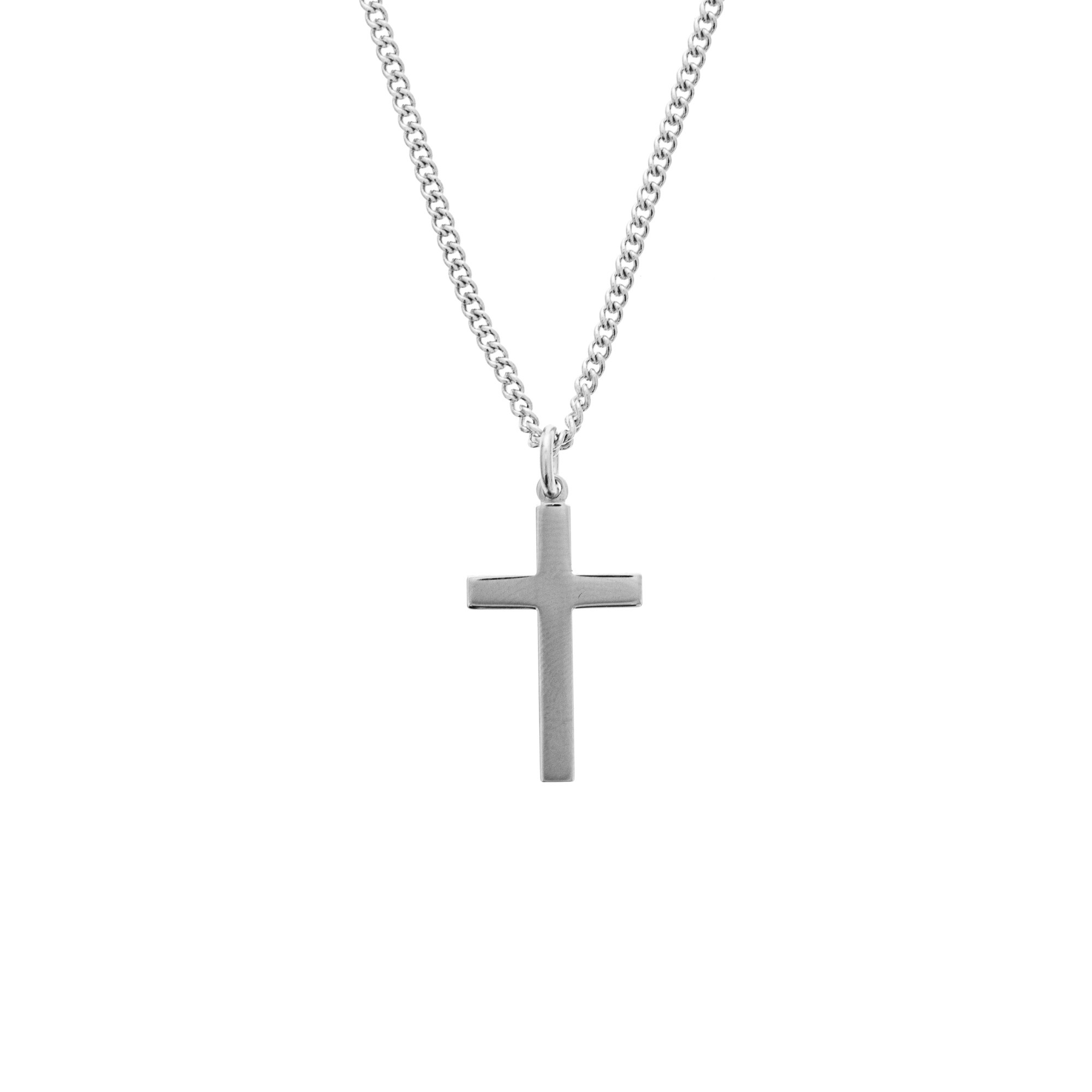 Sterling Silver Block Cross on 20 inch Chain The Catholic Company®