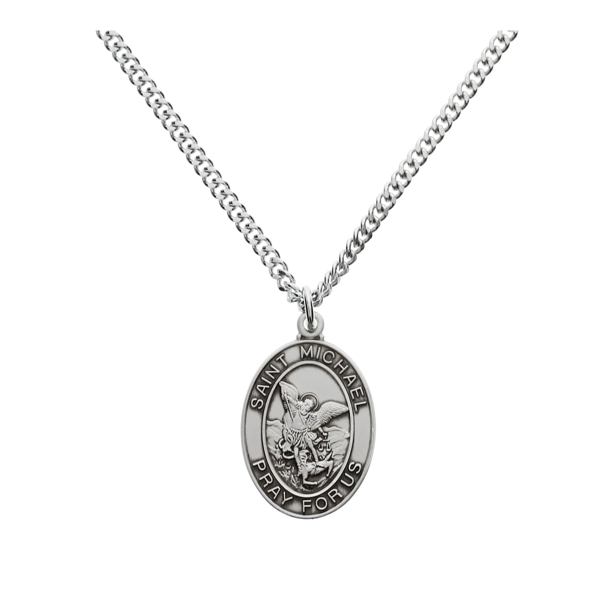Sterling Silver St. Michael Medal on 24" Chain The Catholic Company®