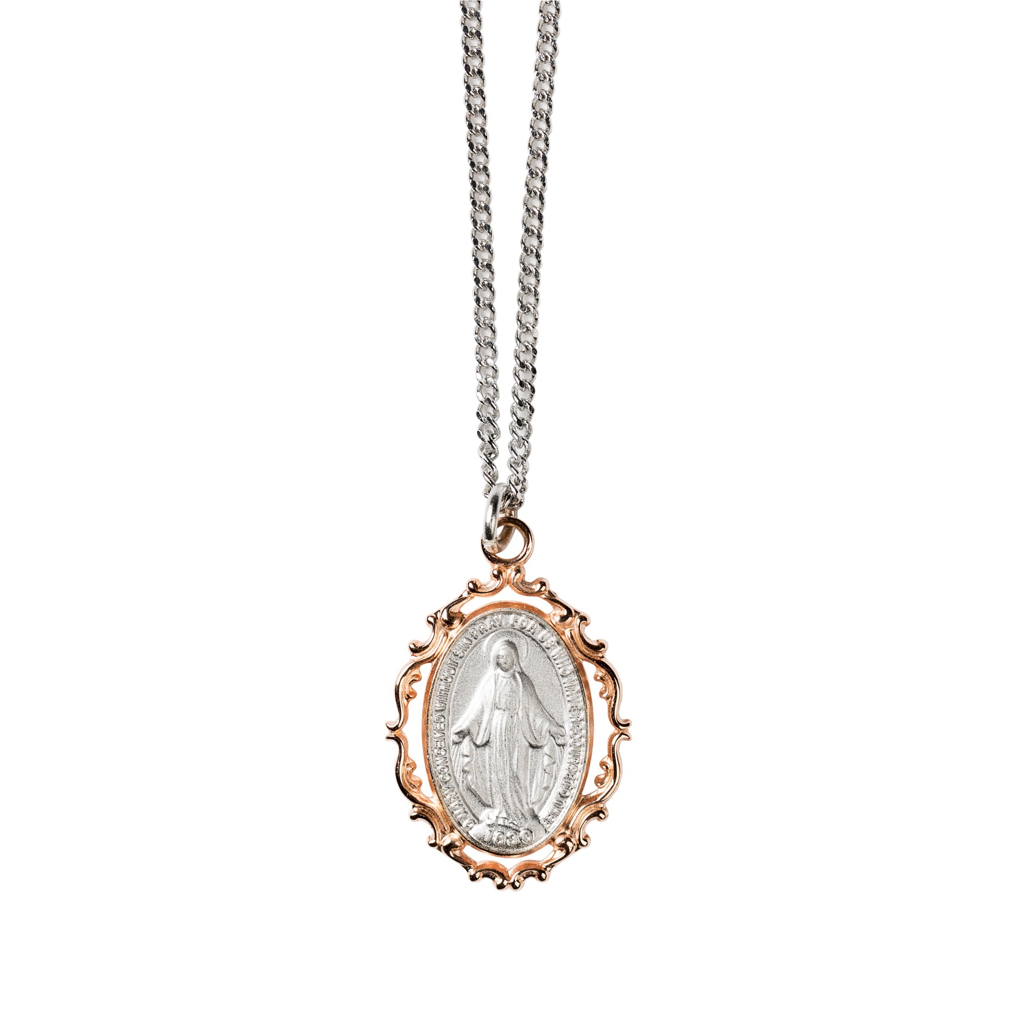 Rose Gold & Sterling Miraculous Medal Necklace The Catholic Company®