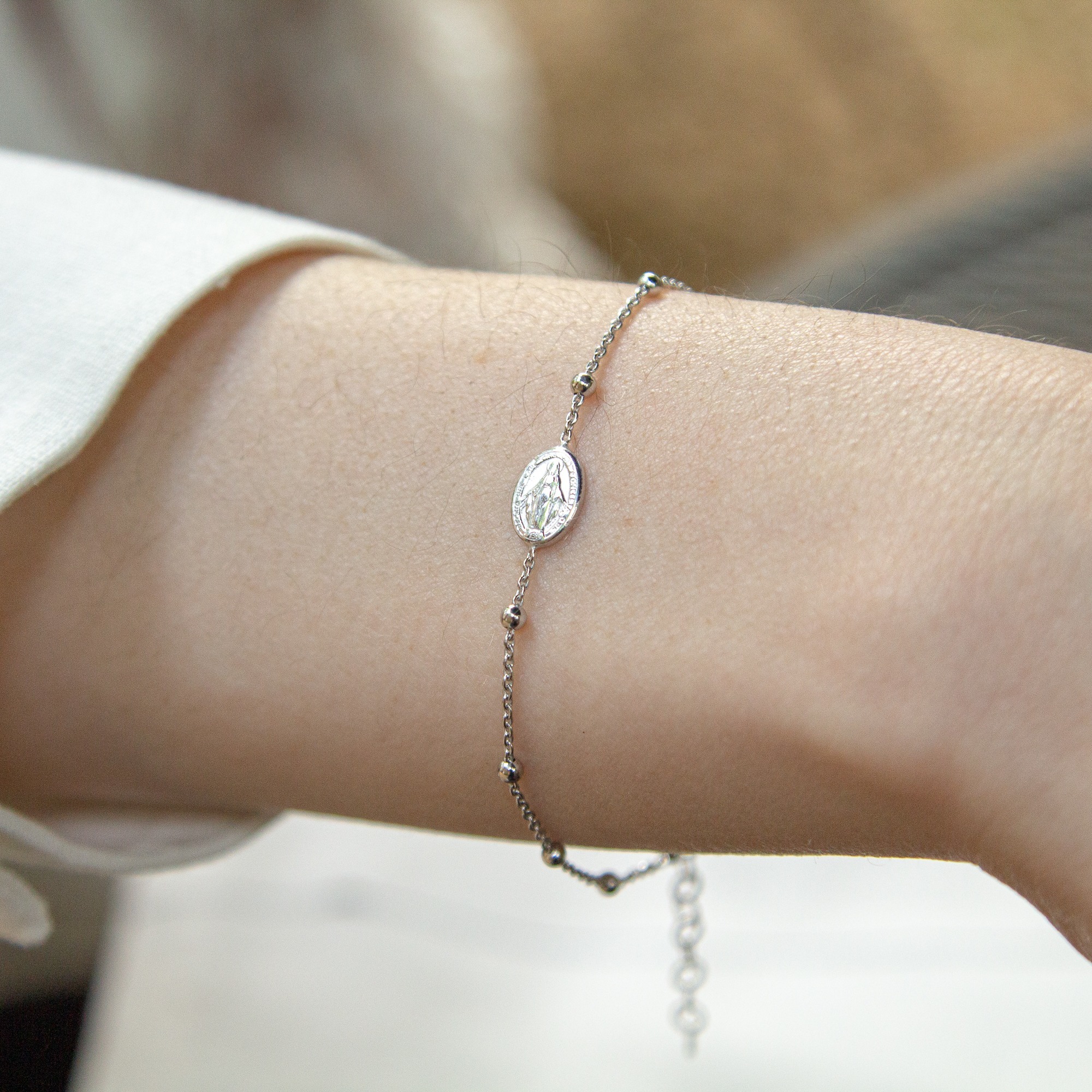 Delicate Sterling Silver Rosary Bracelet