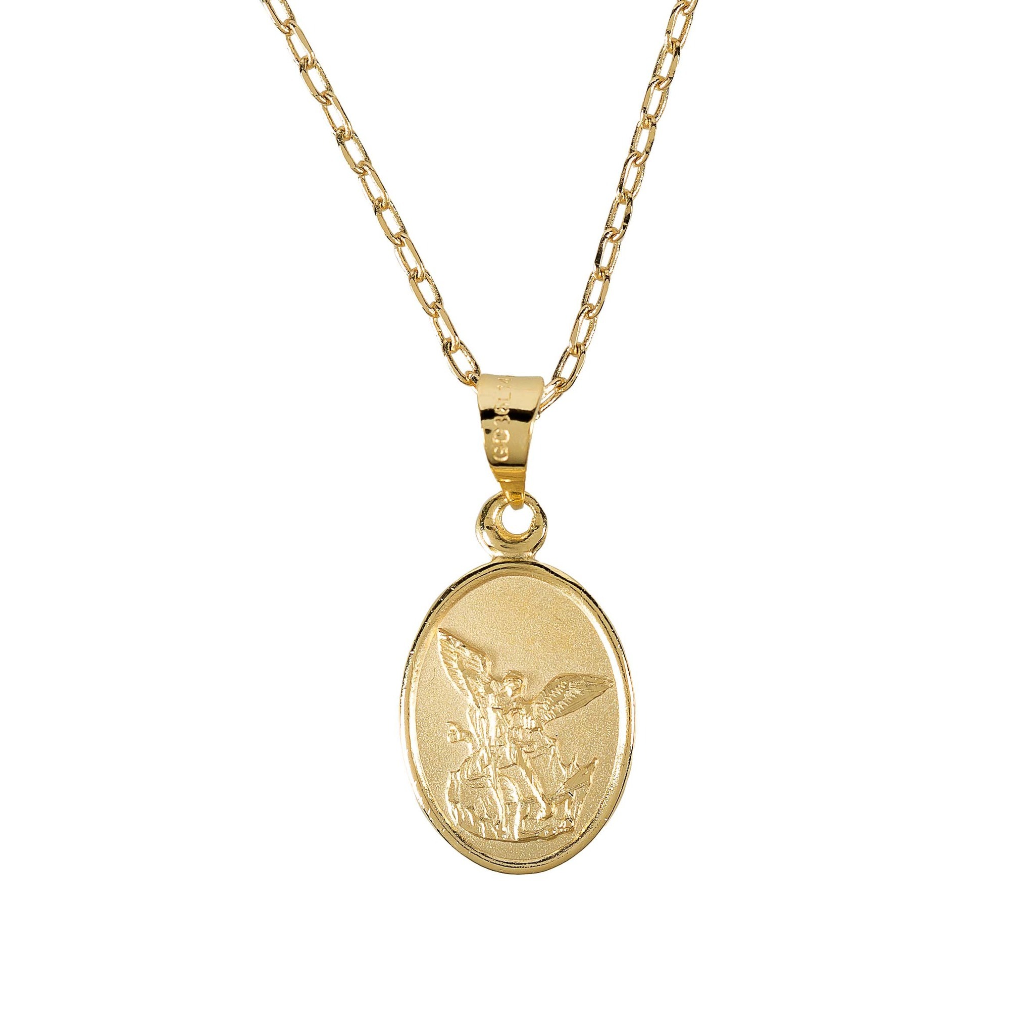 Matte St. Michael GoldPlated Medal Necklace The Catholic Company®