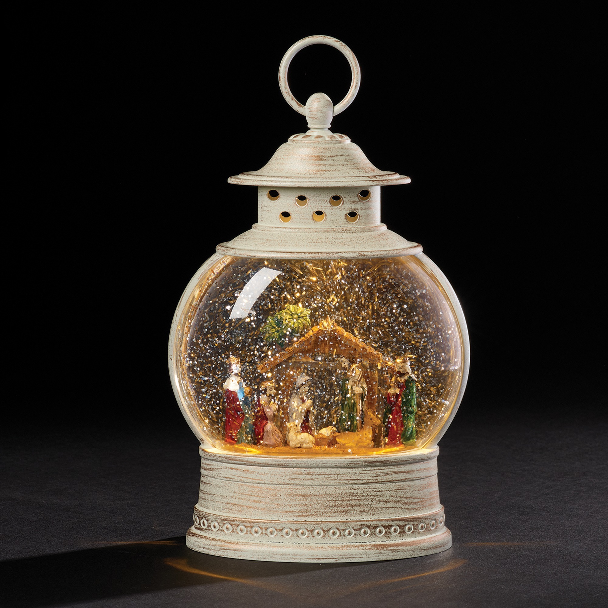 Antique Ivory Nativity Glitterdome Lantern The Catholic Company®