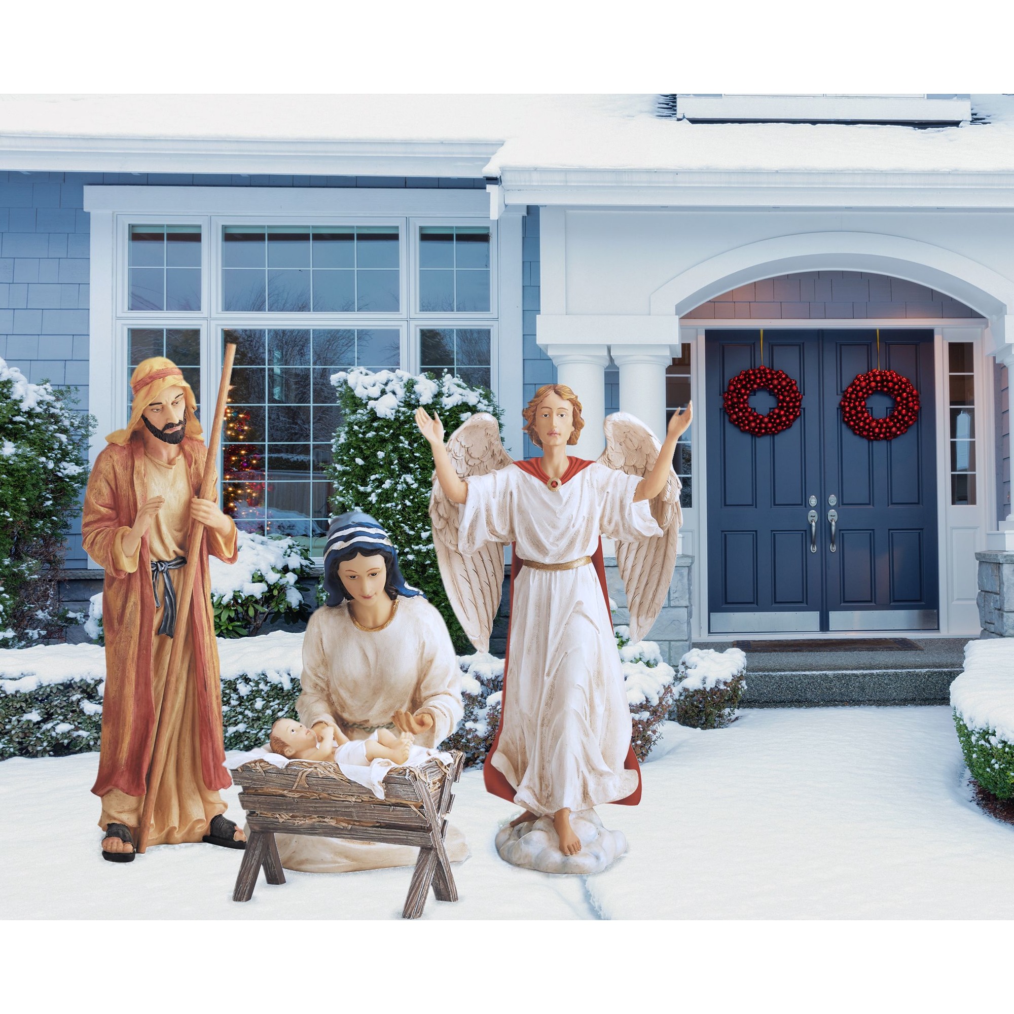 Printed Metal Outdoor Nativity Set 4 Pieces The Catholic Company®