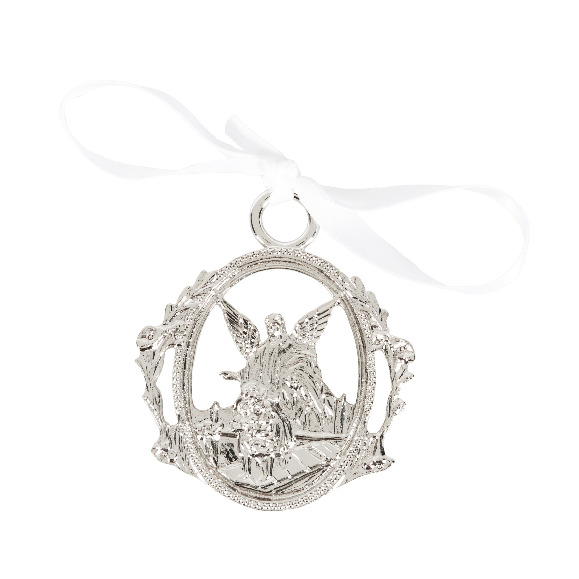 Guardian Angel Crib Medal with White Ribbon The Catholic Company®