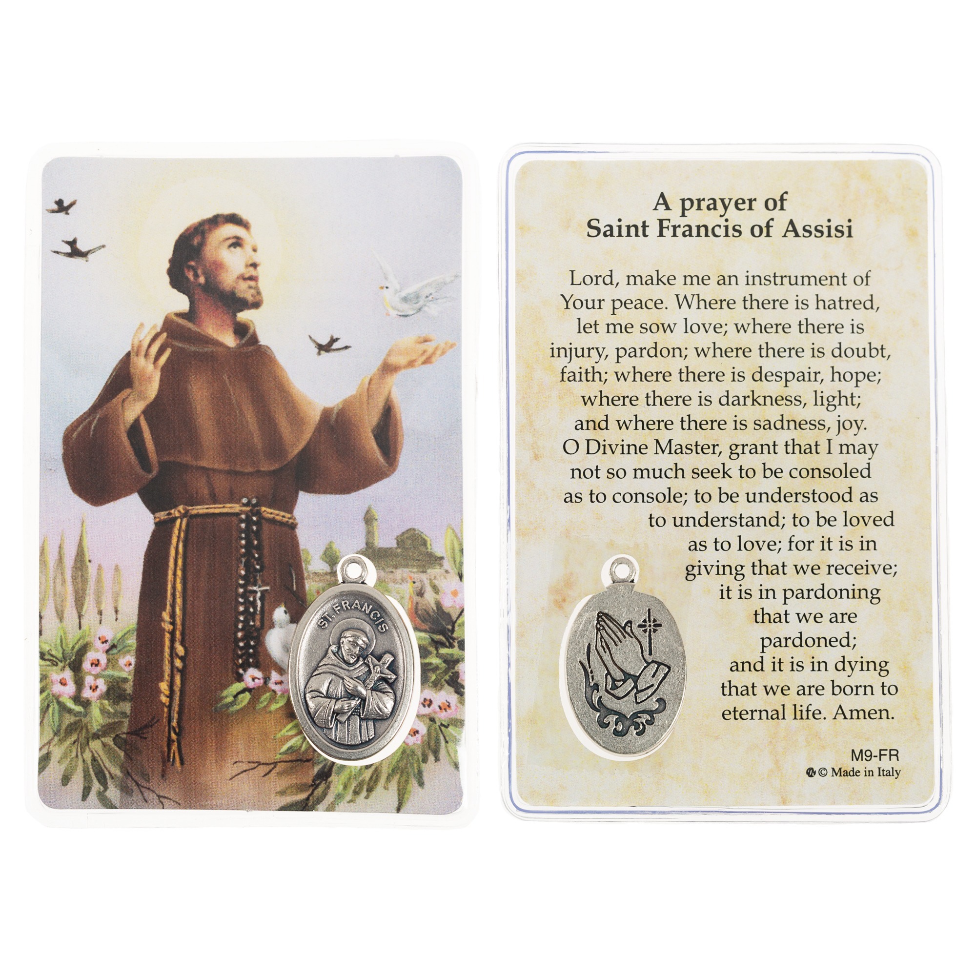 Laminated St. Francis Prayer Card with Medal The Catholic Company®