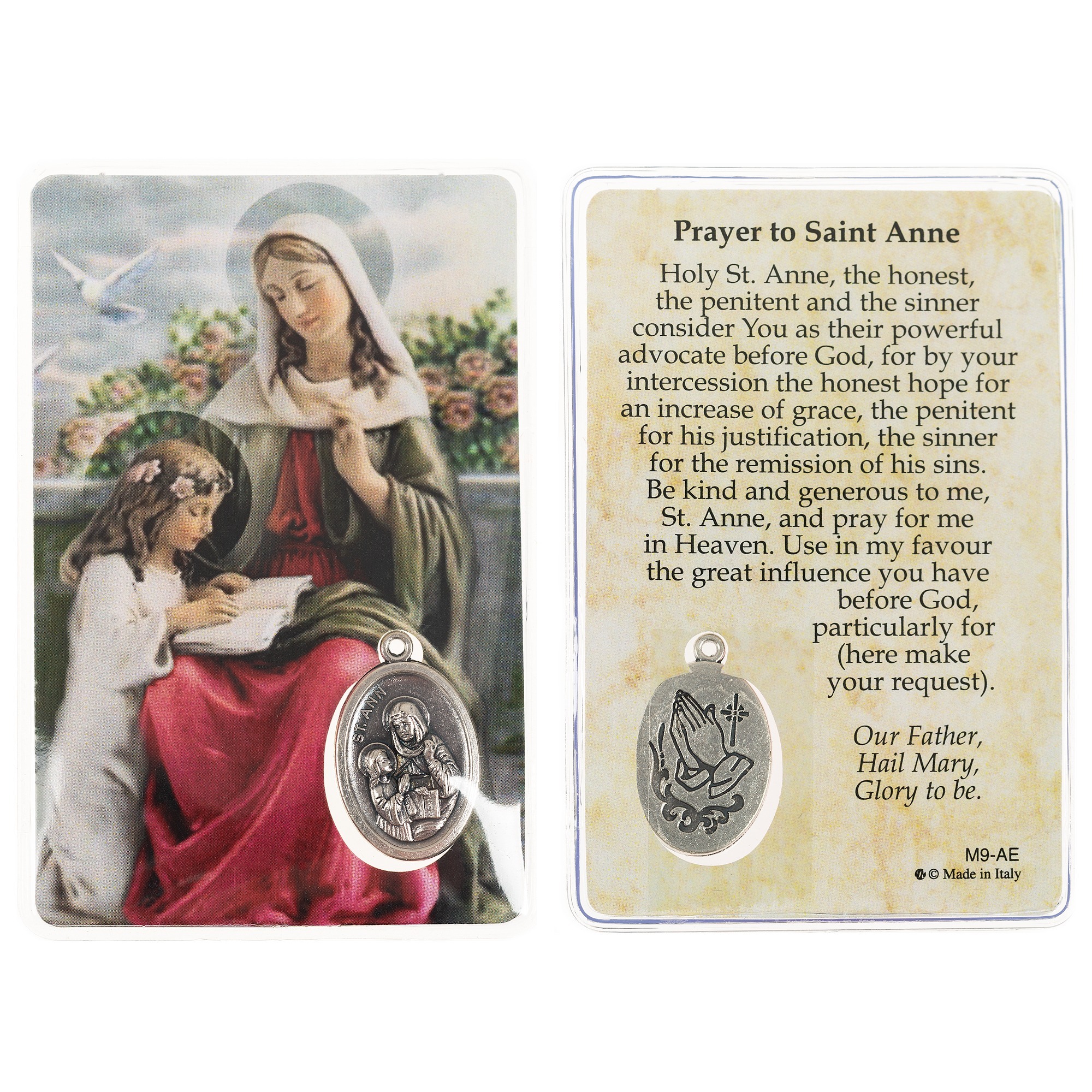 Laminated St. Anne Prayer Card with Medal The Catholic Company®