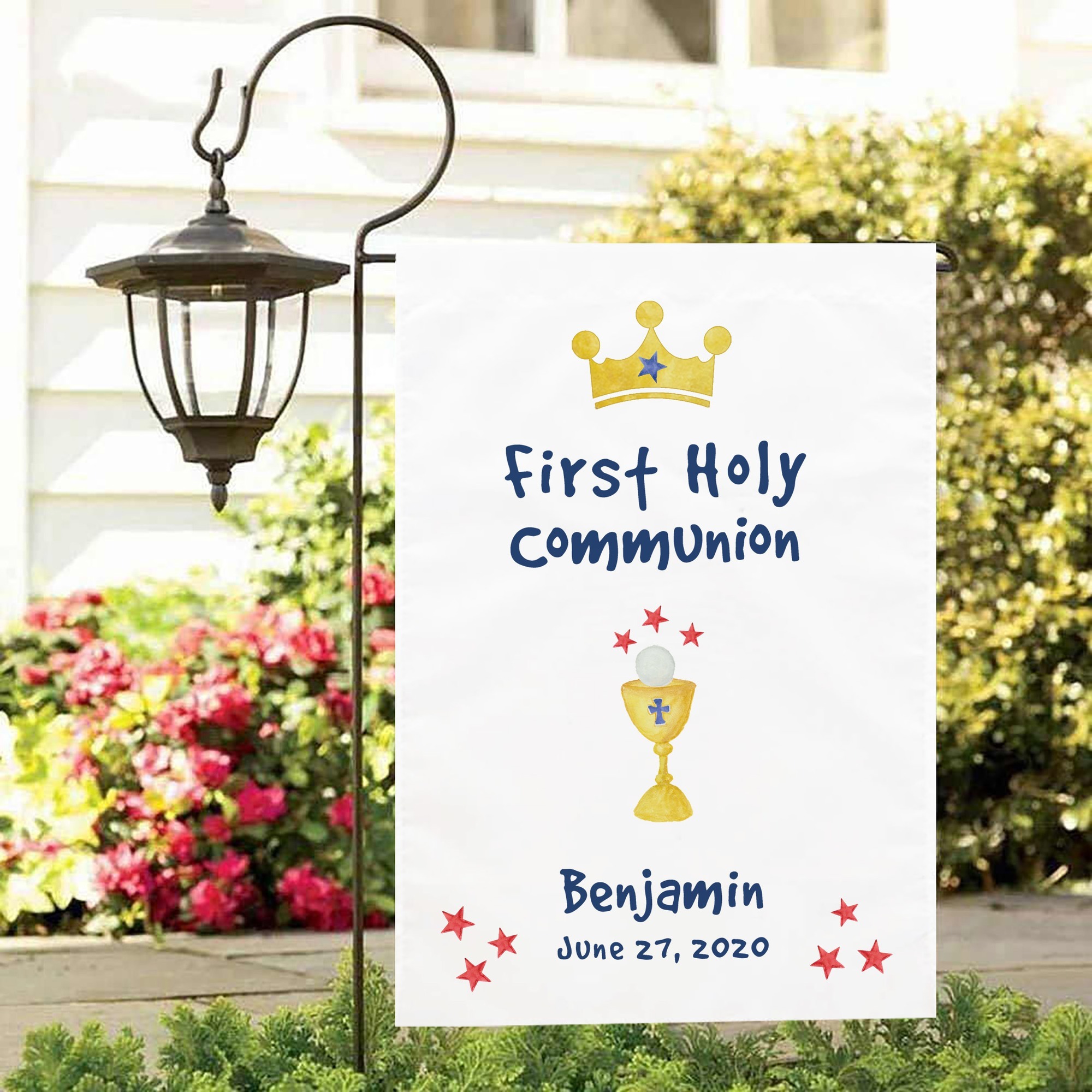 Personalized First Communion Garden Flag for Boys The Catholic Company®