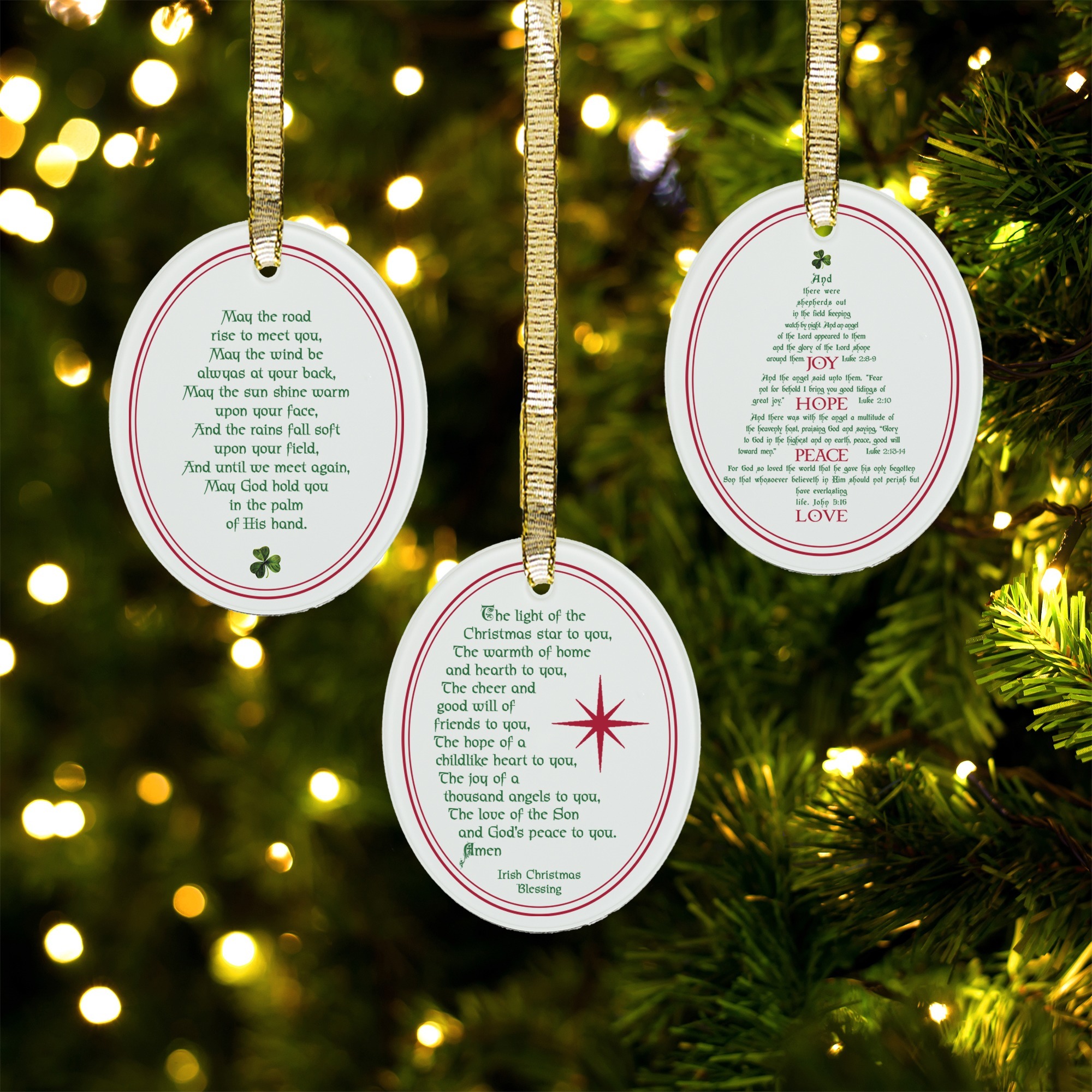 Irish Blessings Glass Ornament Collection Set of 3 The Catholic