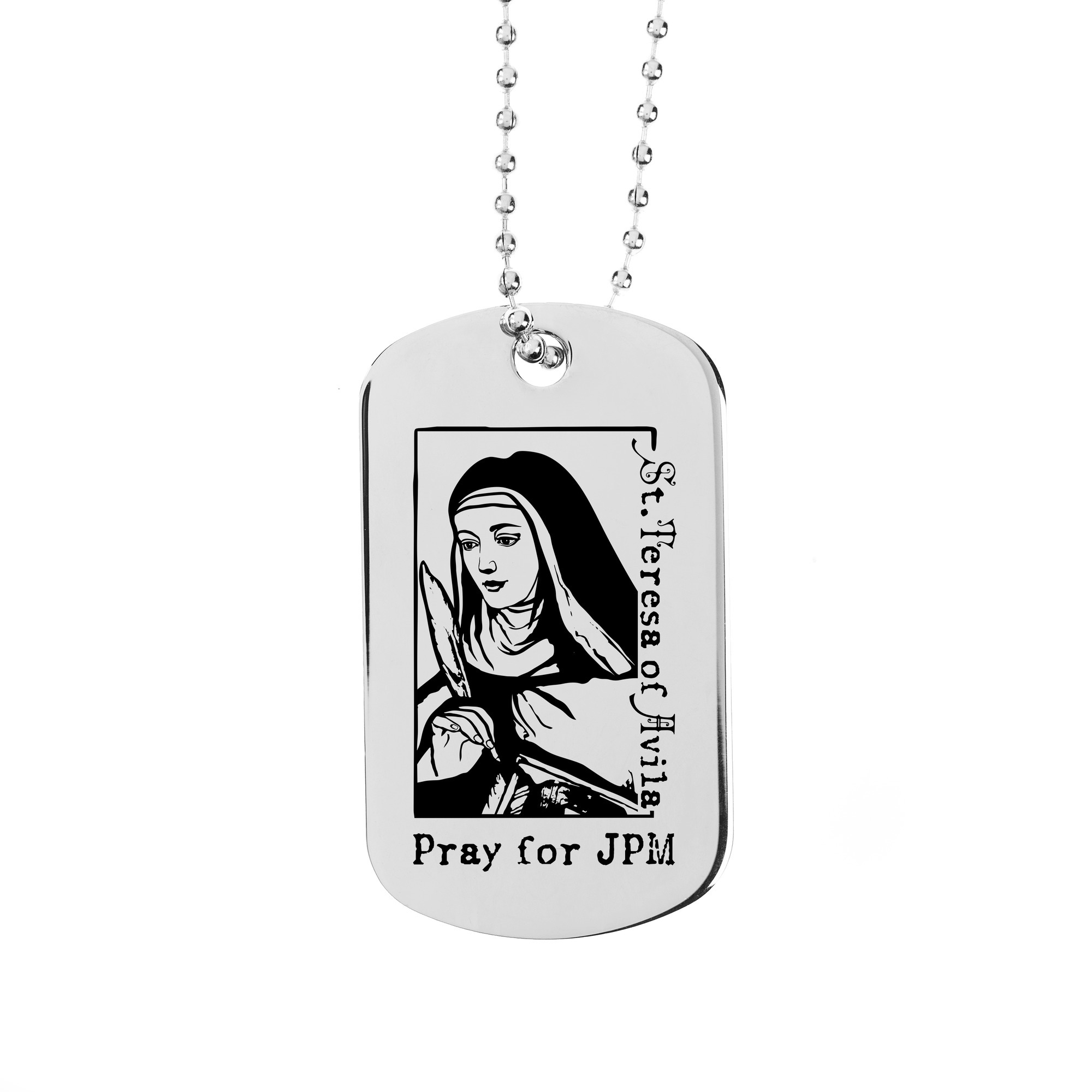 Personalized St. Teresa of Avila Dog Tag Necklace The Catholic Company®