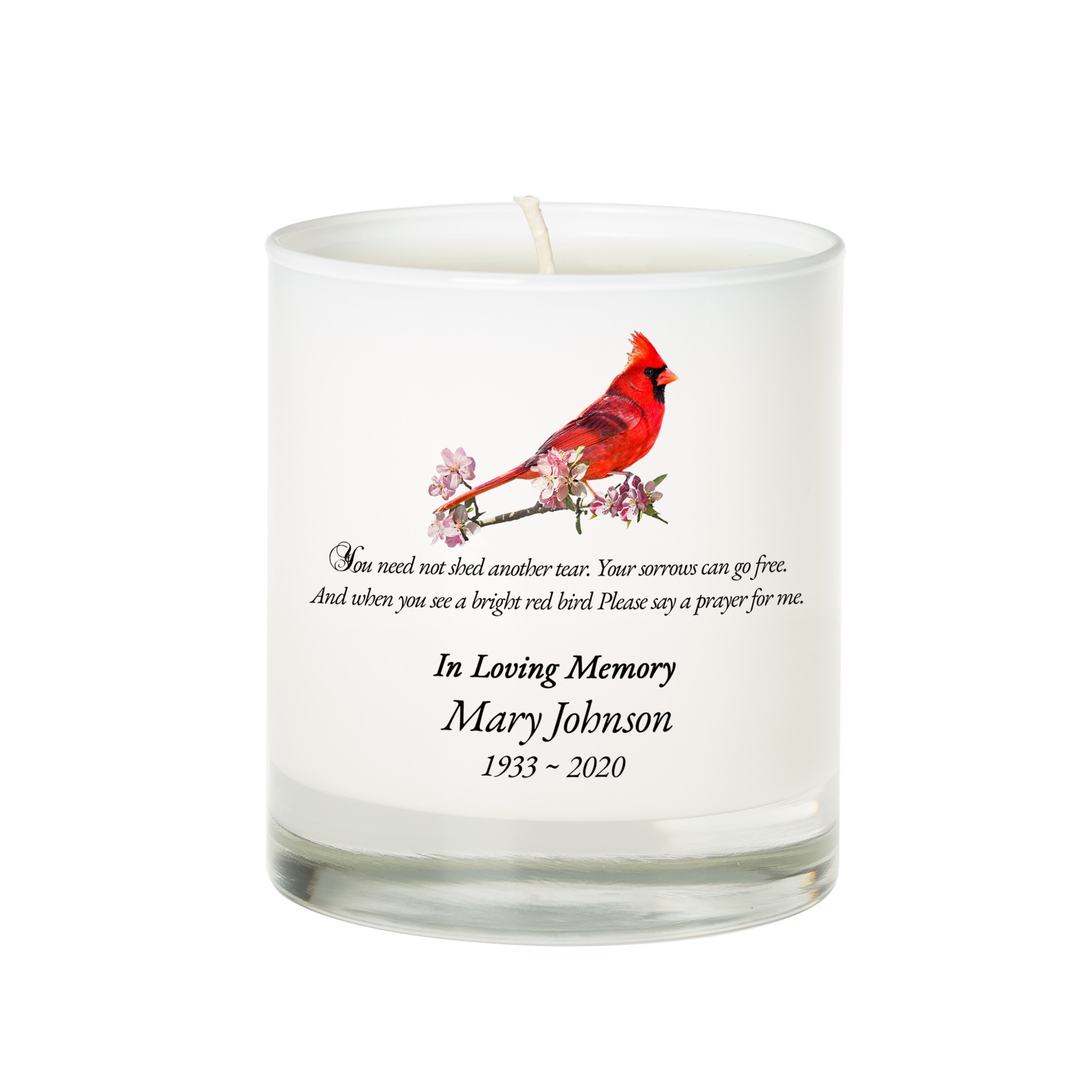 Personalized Cardinal Memorial Candle The Catholic Company