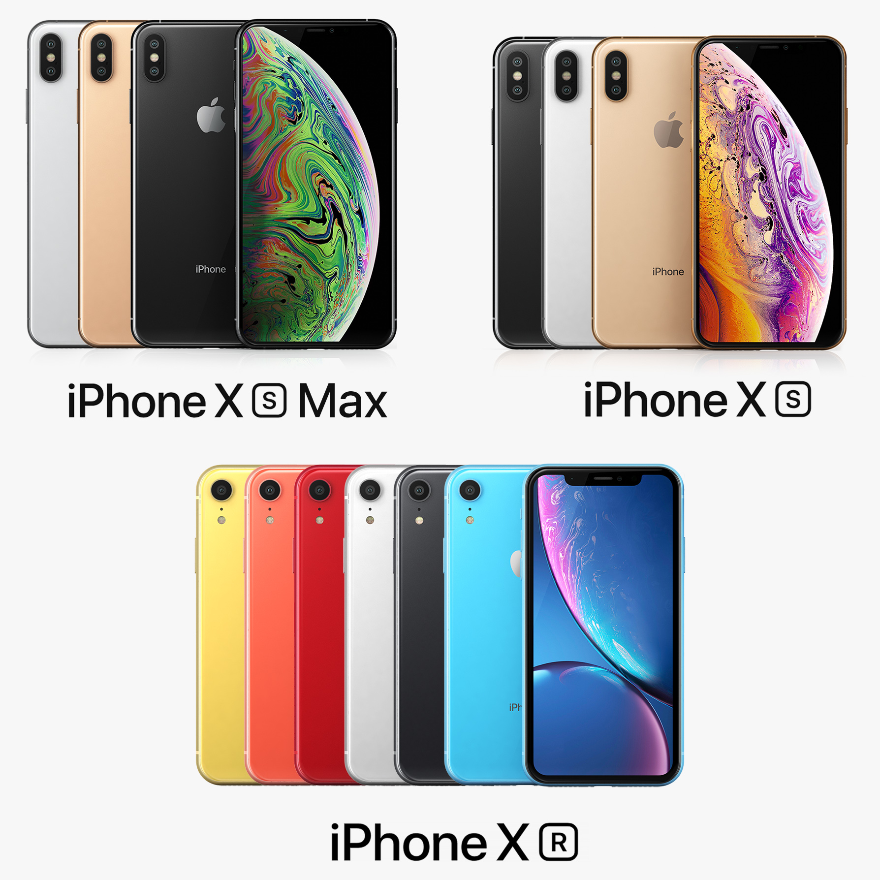modèle 3D de iPhone Xs + iPhone Xs Max + Collection Apple
