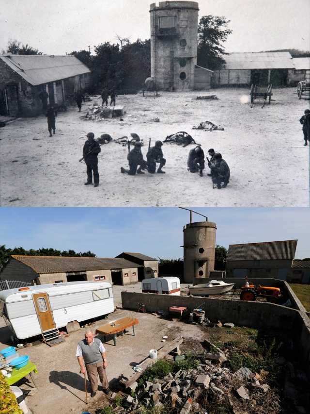 DDay photos from 1944 and photos of vacationers at the exact same