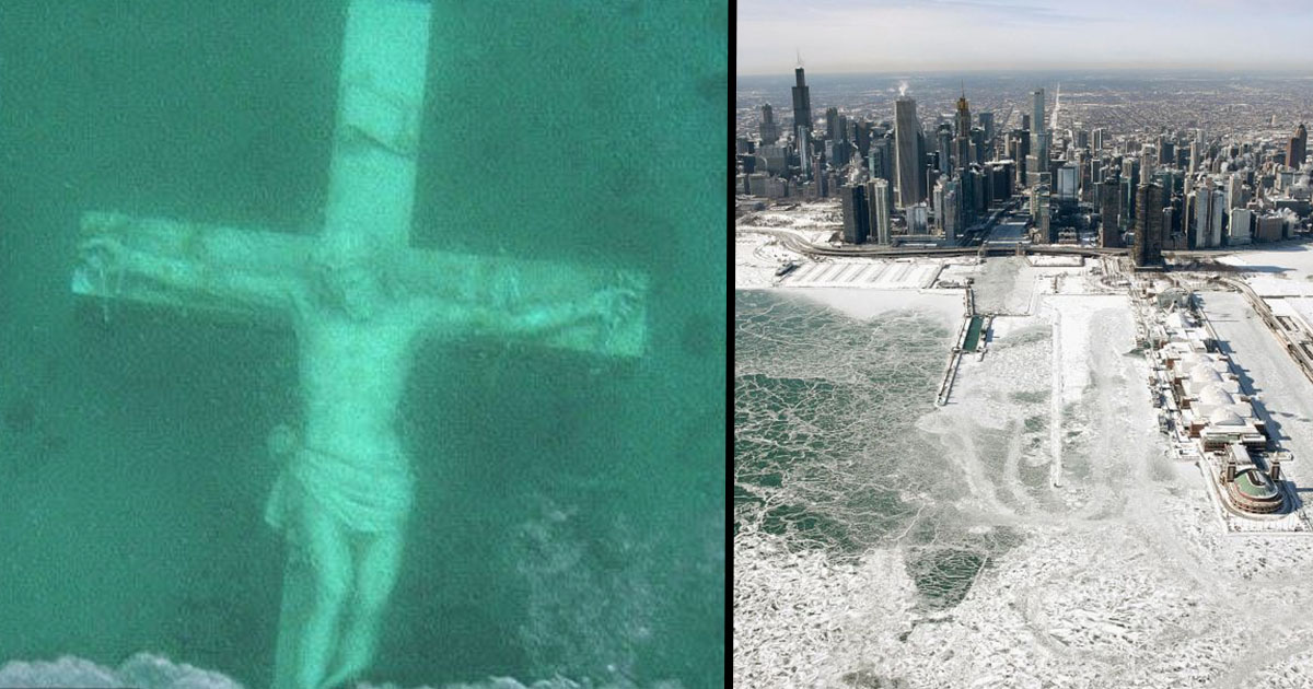 Thousands Go To See Huge Underwater Jesus Visible Under Frozen Lake Michigan 22 Words