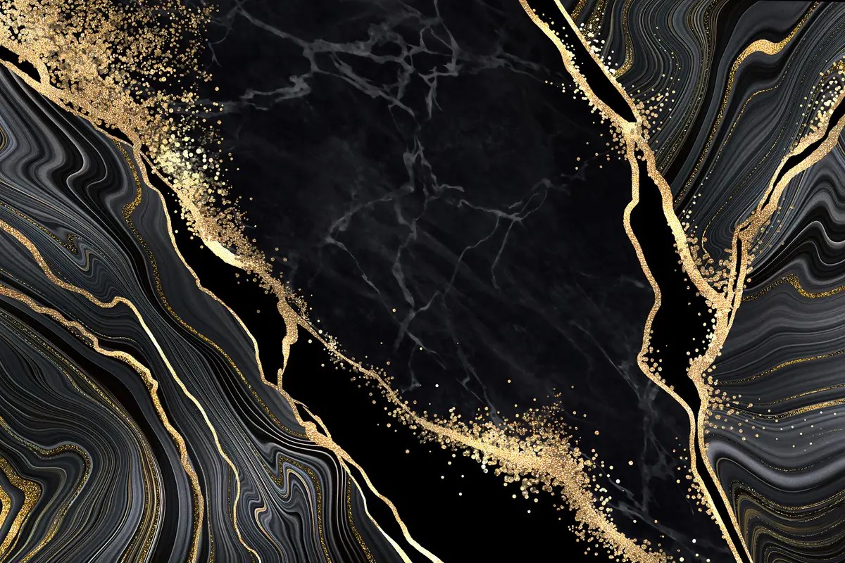 Wall Mural Photo Wallpaper Black marble with golden lines Nr. u26236