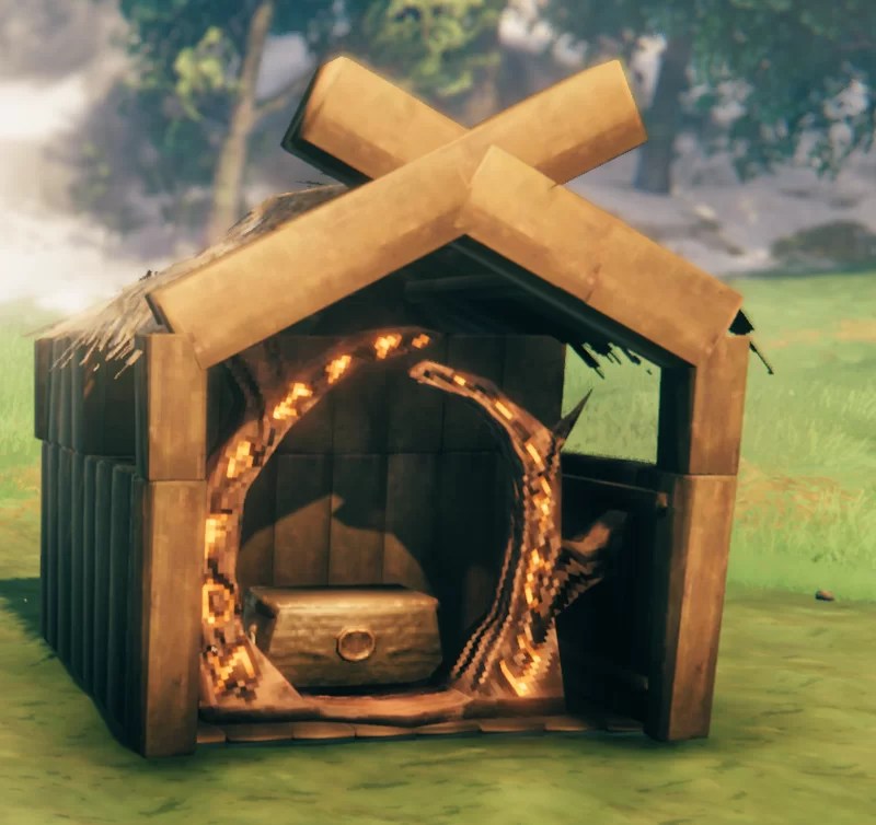 Portal, chest and workbench hut Valheim Build