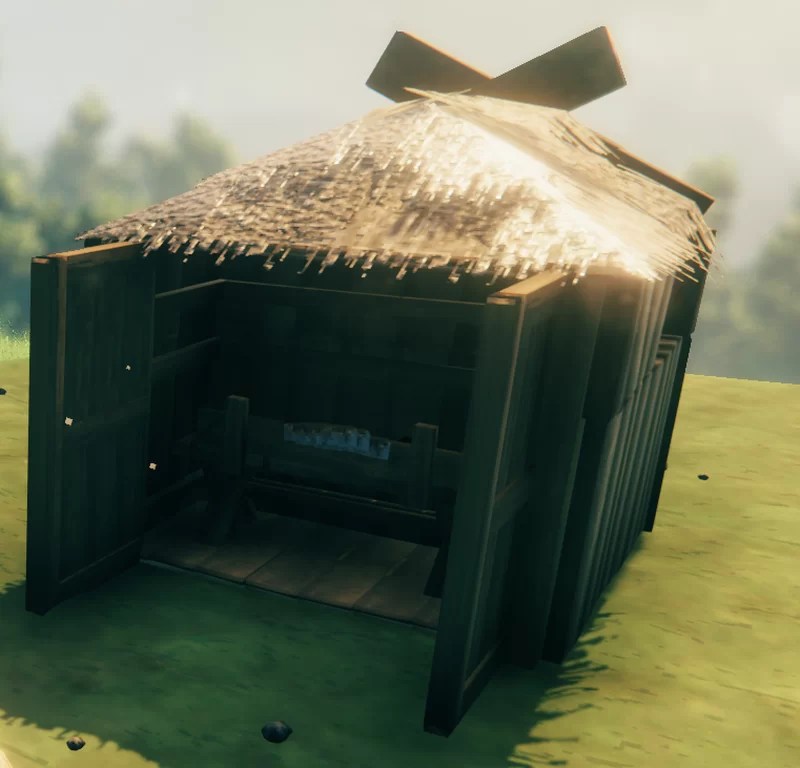 Portal, chest and workbench hut Valheim Build