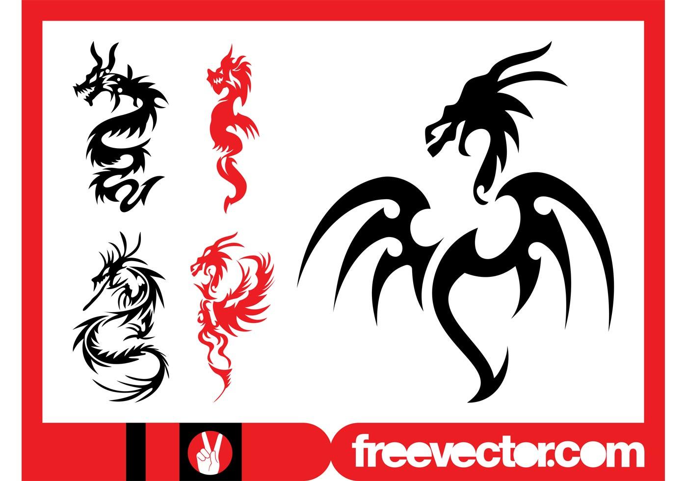 Dragon Tattoos Set Download Free Vector Art, Stock Graphics & Images