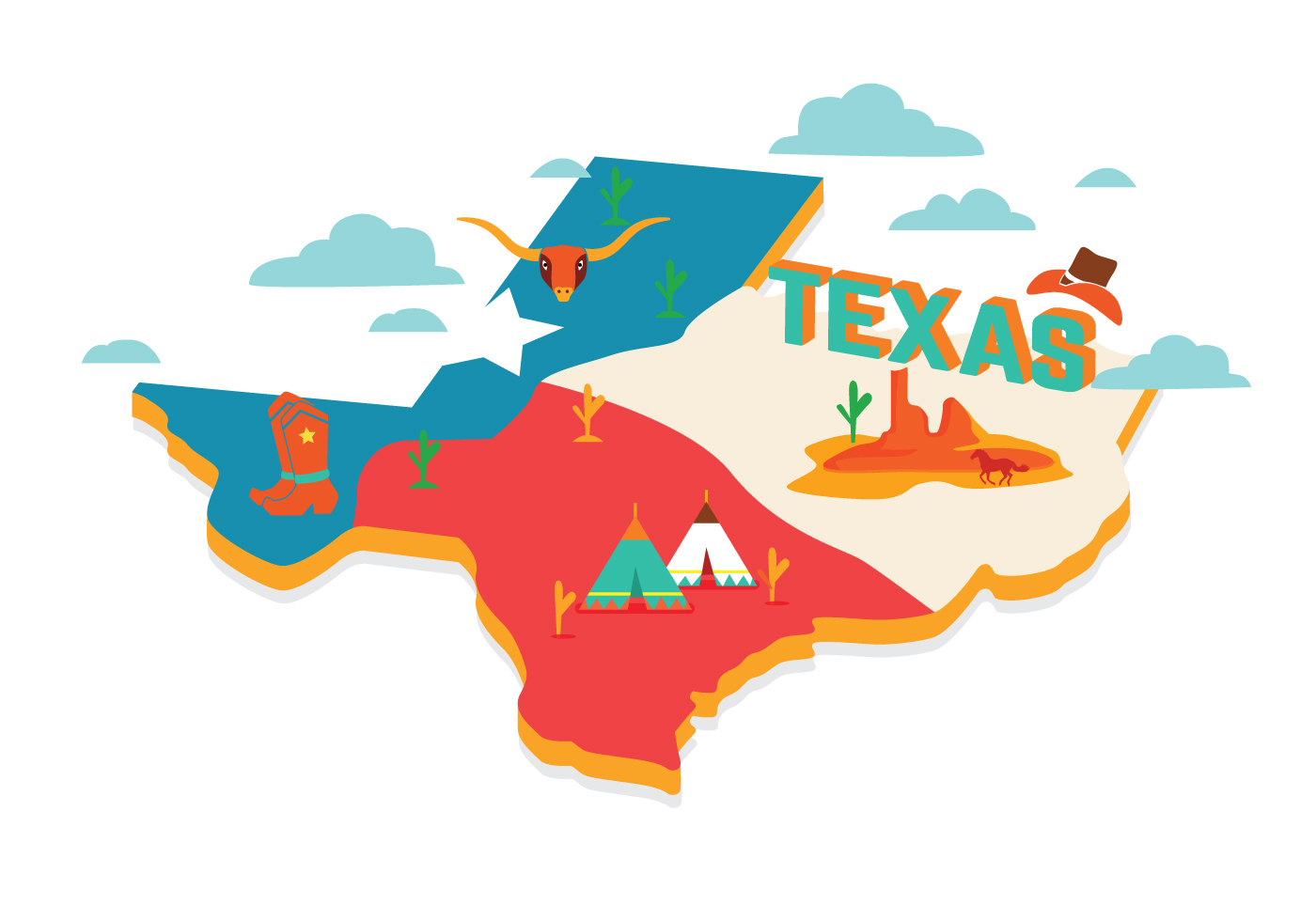 Texas Map Vector Download Free Vector Art, Stock