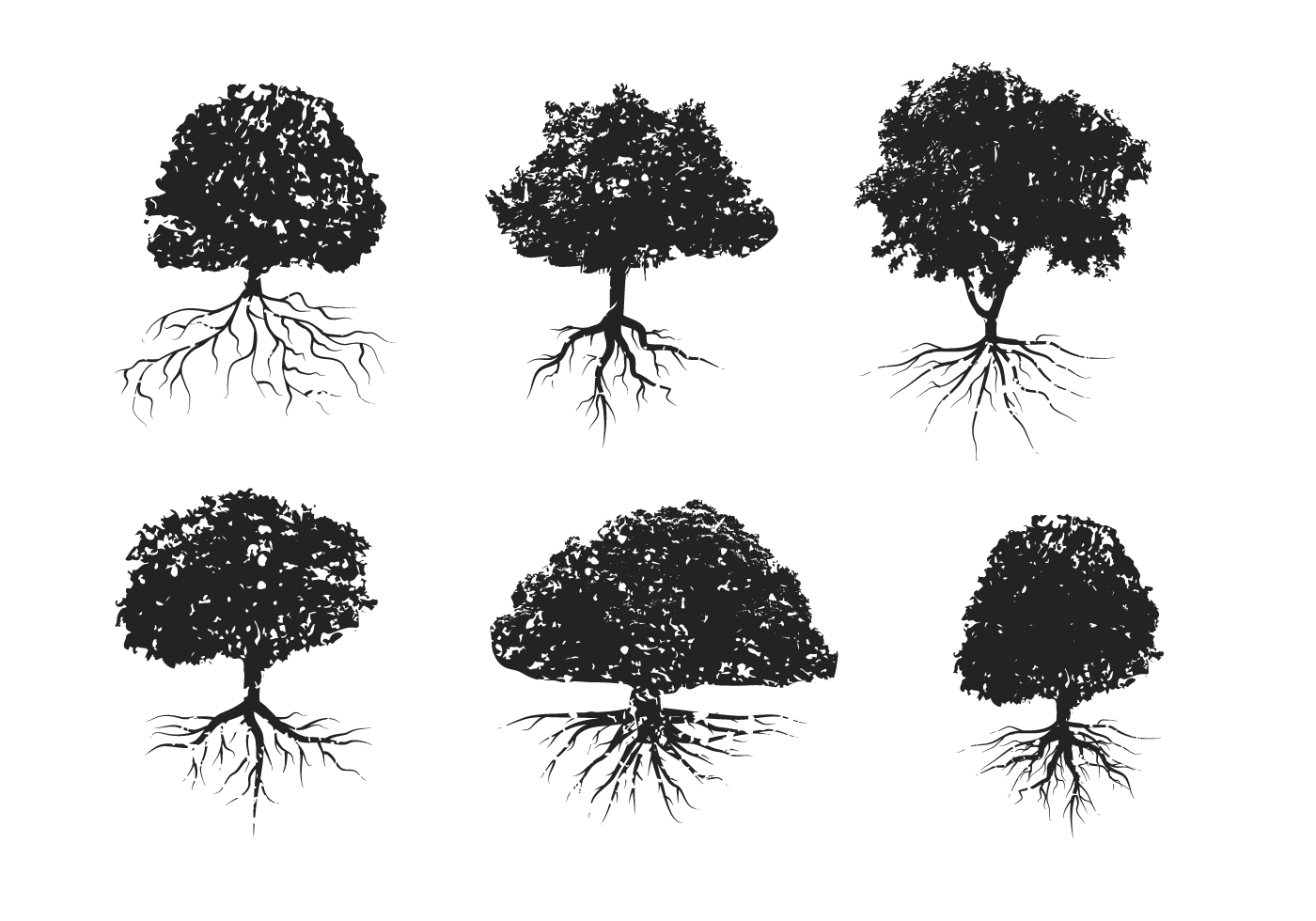 Distressed Tree With Roots Vector 145647 Vector Art at Vecteezy