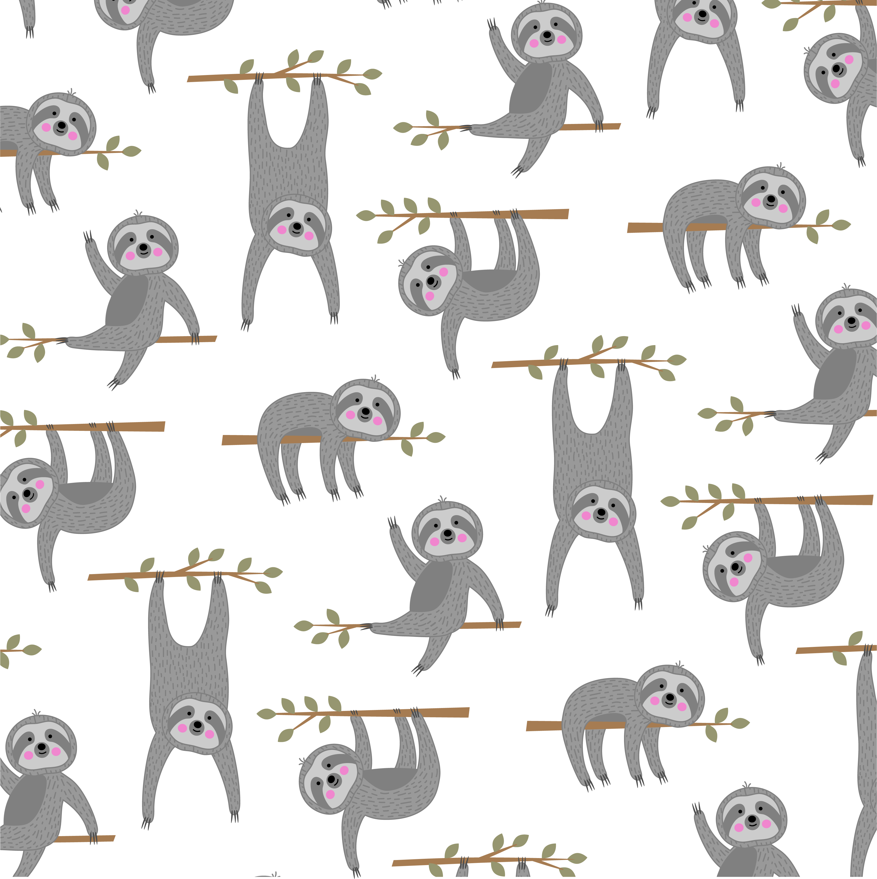 sloth pattern on white background 335005 Download Free
