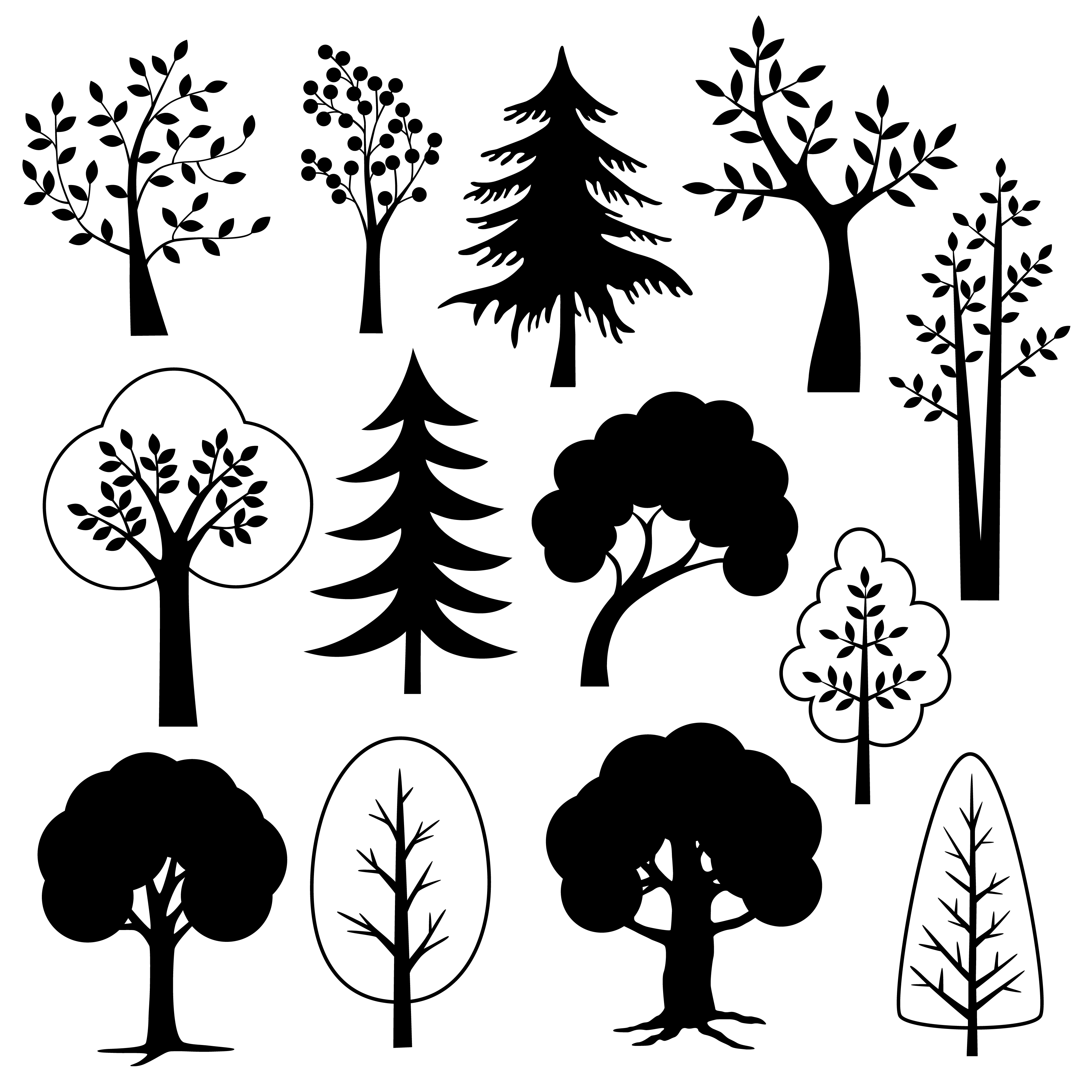 tree silhouettes 335297 Vector Art at Vecteezy