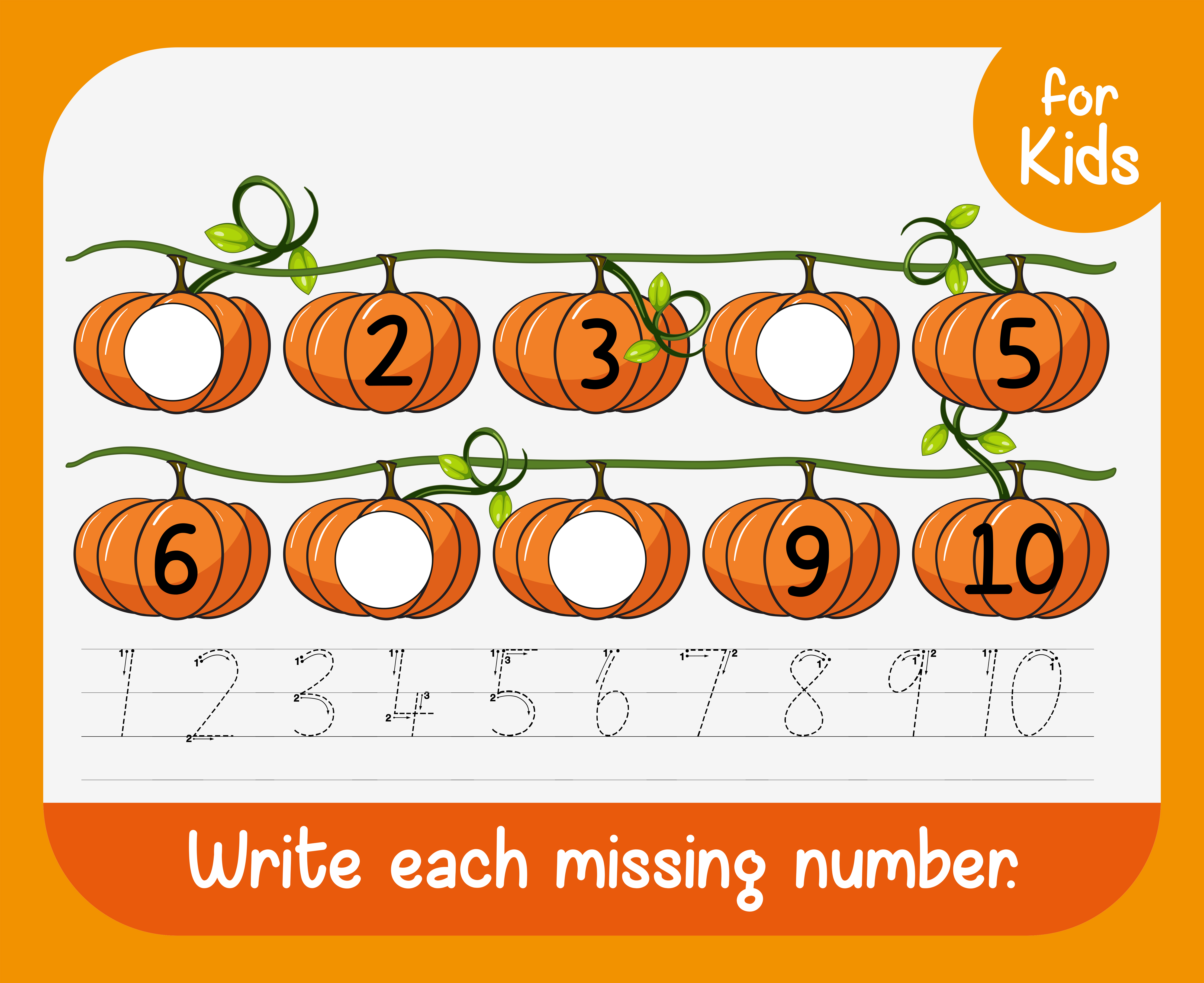 Write each missing number worksheet 361862 Vector Art at