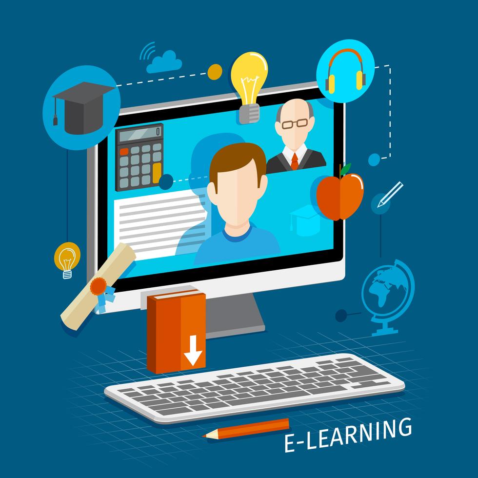 Elearning flat poster 459575 Vector Art at Vecteezy