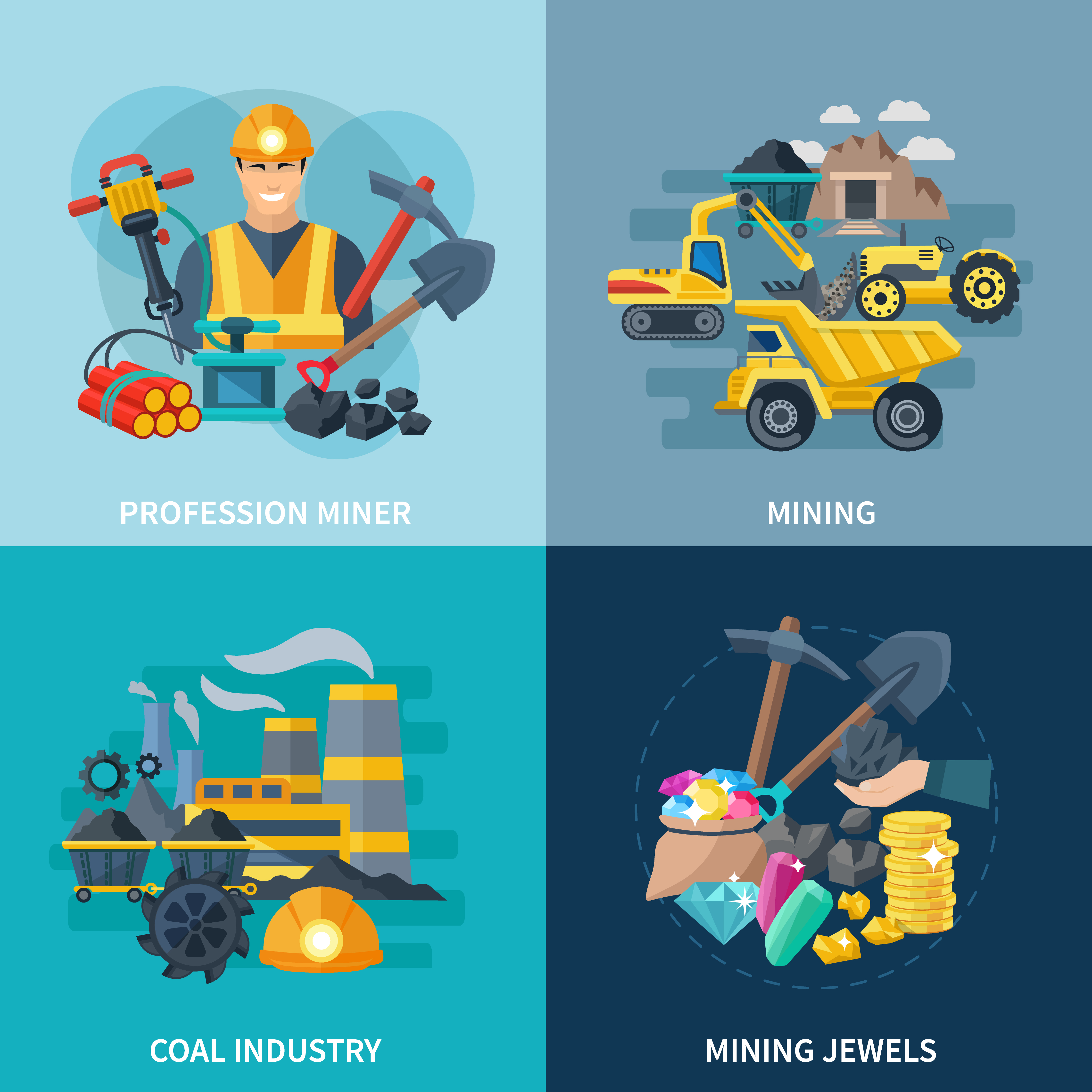 Mining Icons Flat Set 468092 Download Free Vectors, Clipart Graphics