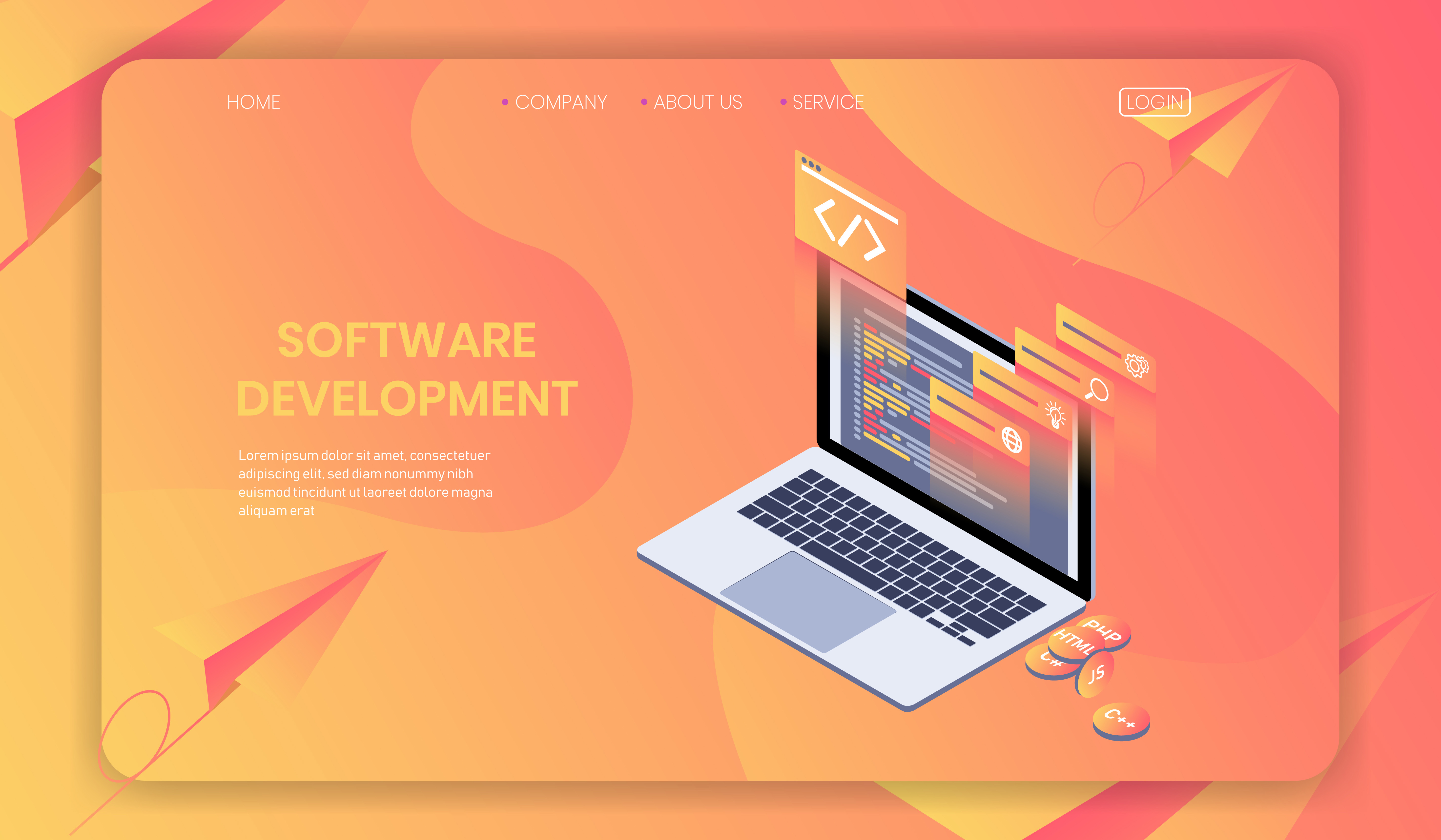 Software Development Isometric concept, web developer