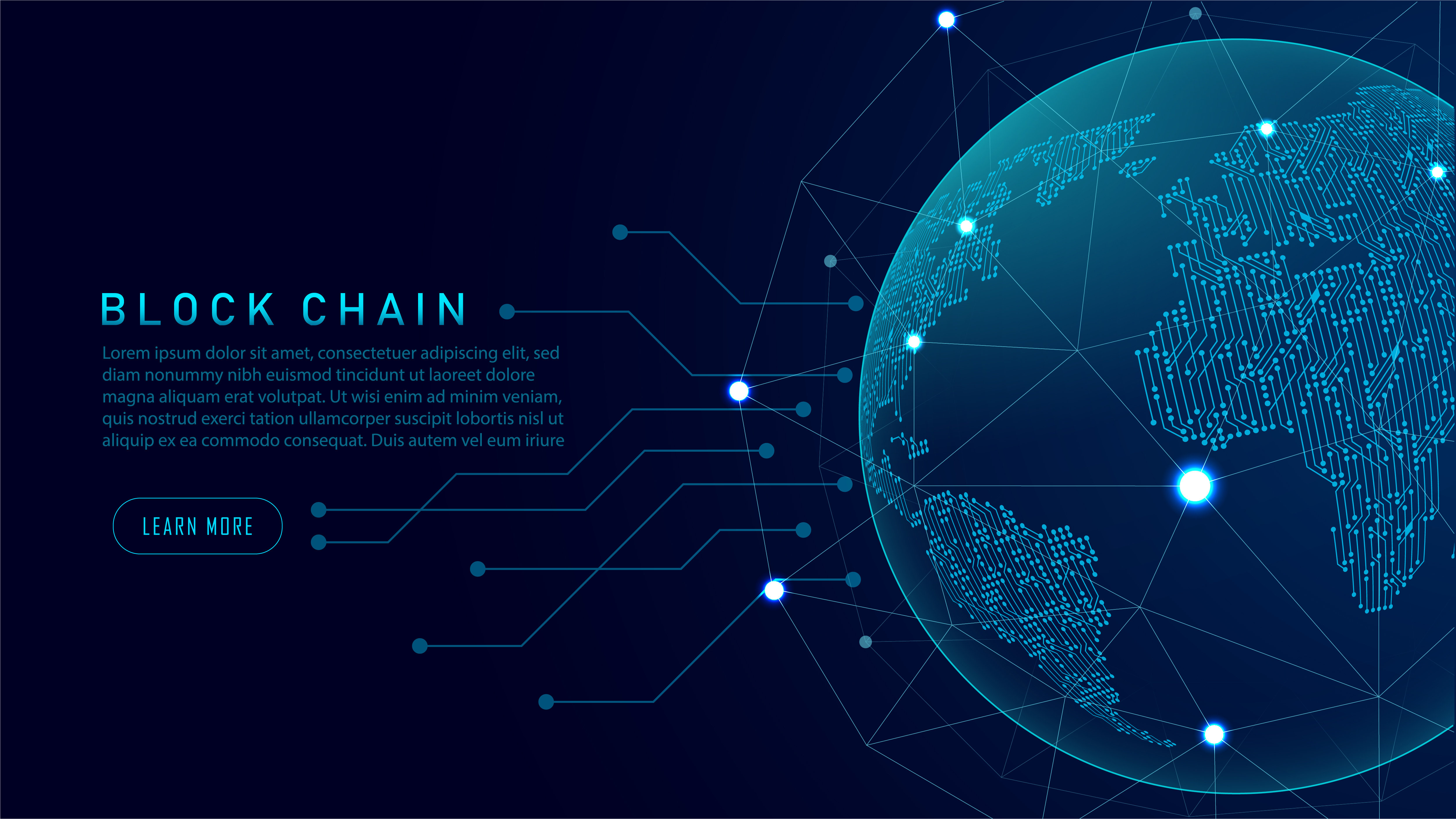 Blockchain technology with global connection concept