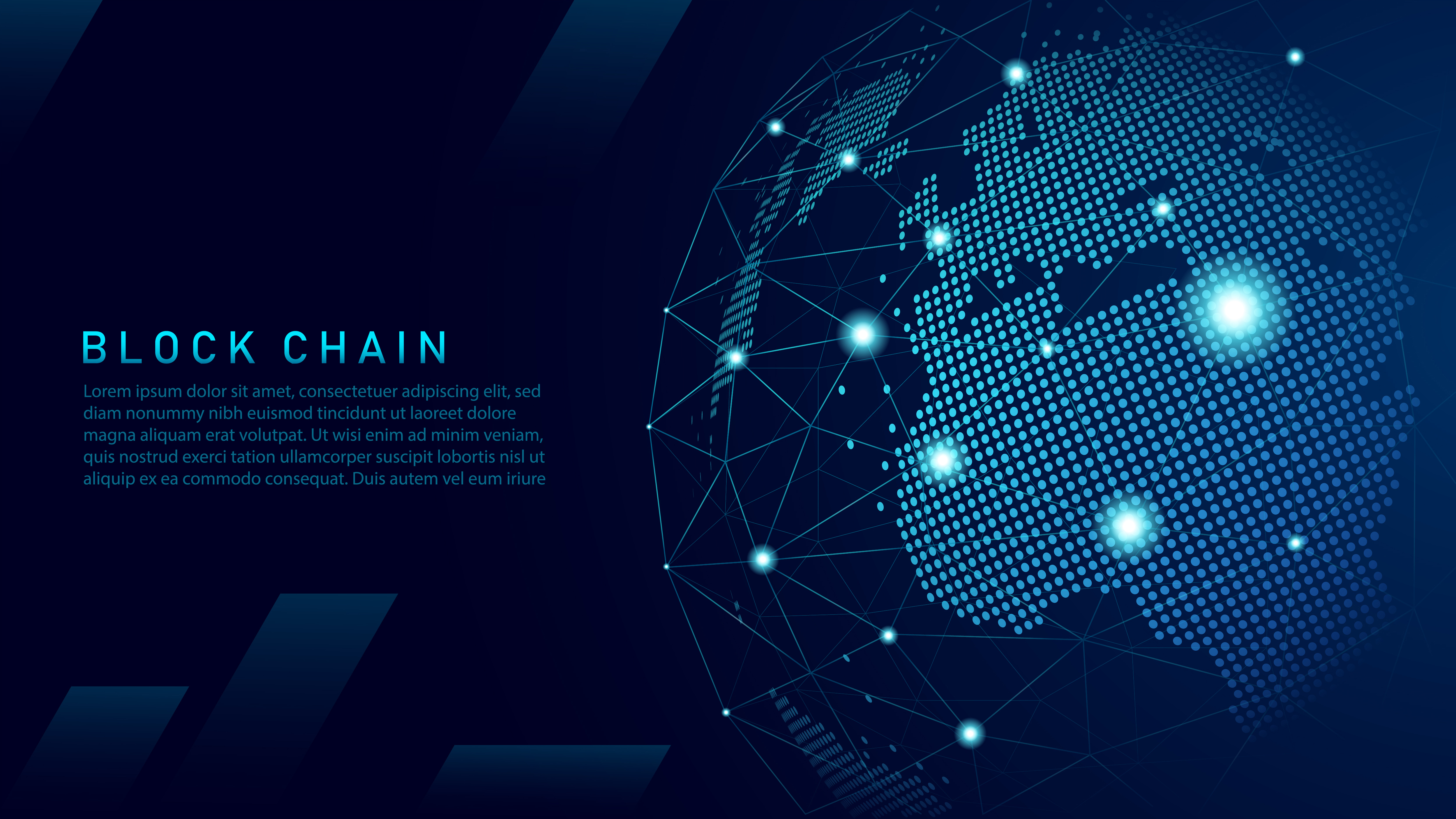 Blockchain technology with global connection concept