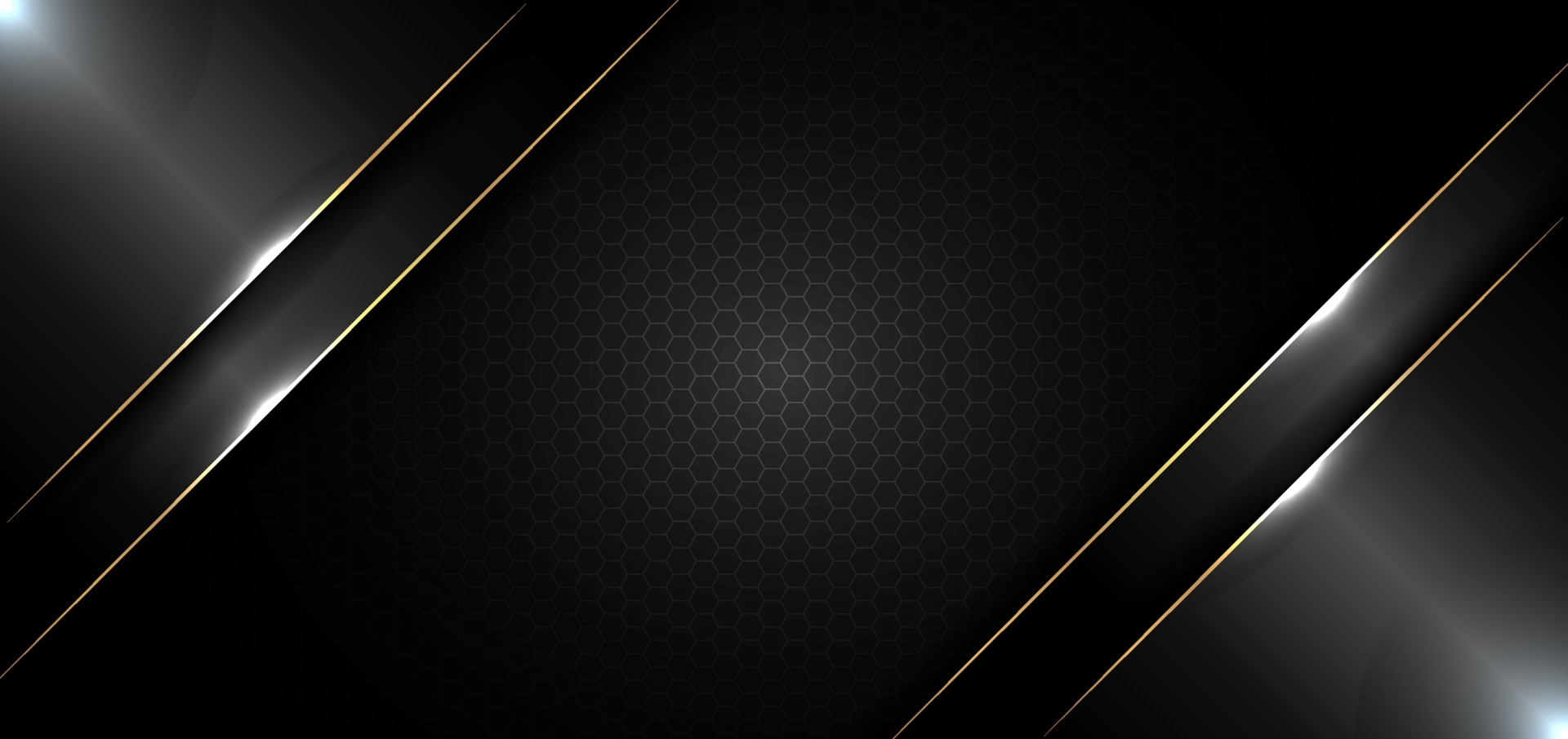 Abstract banner design template black glossy with gold line and