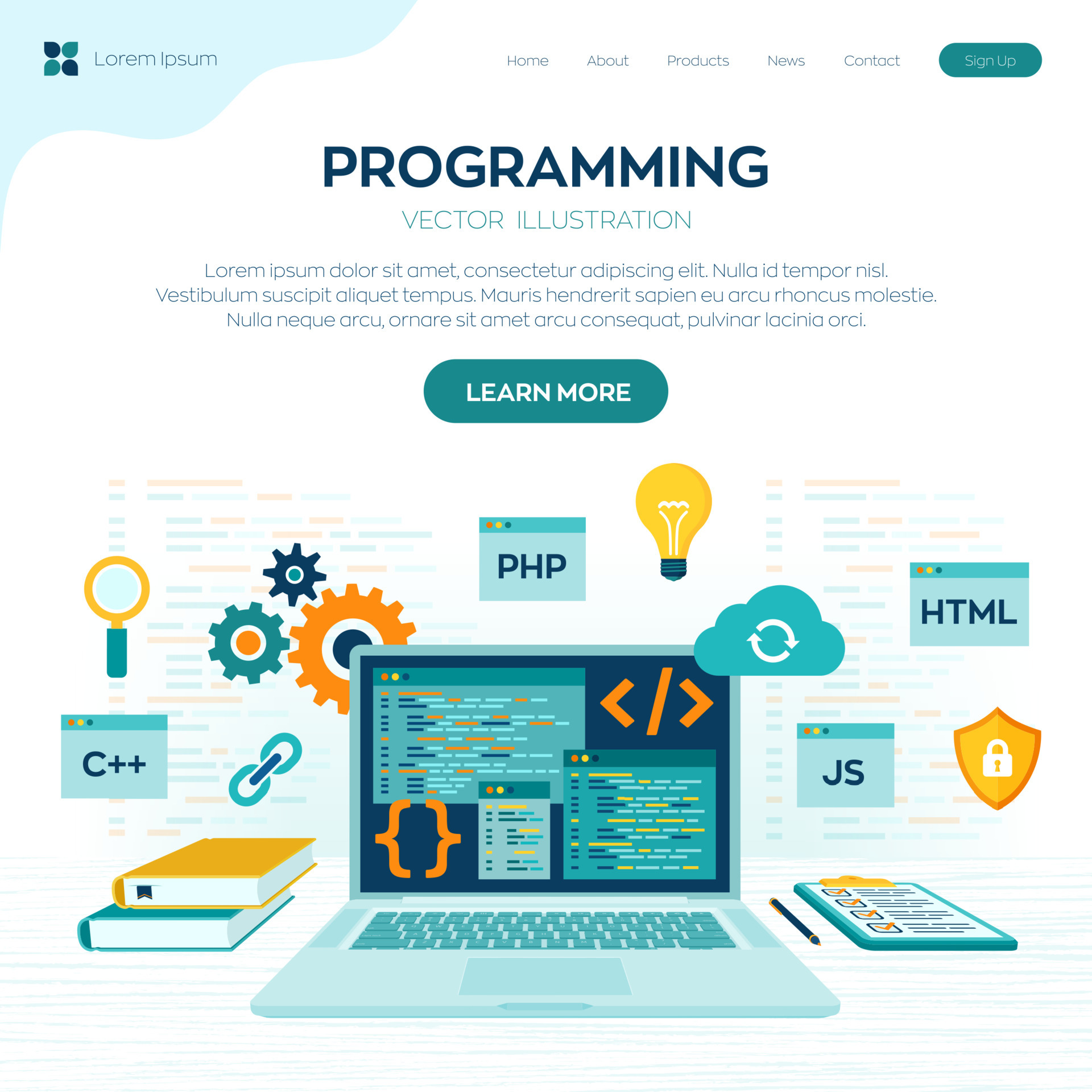 Programming banner, coding, best programming languages. Development and