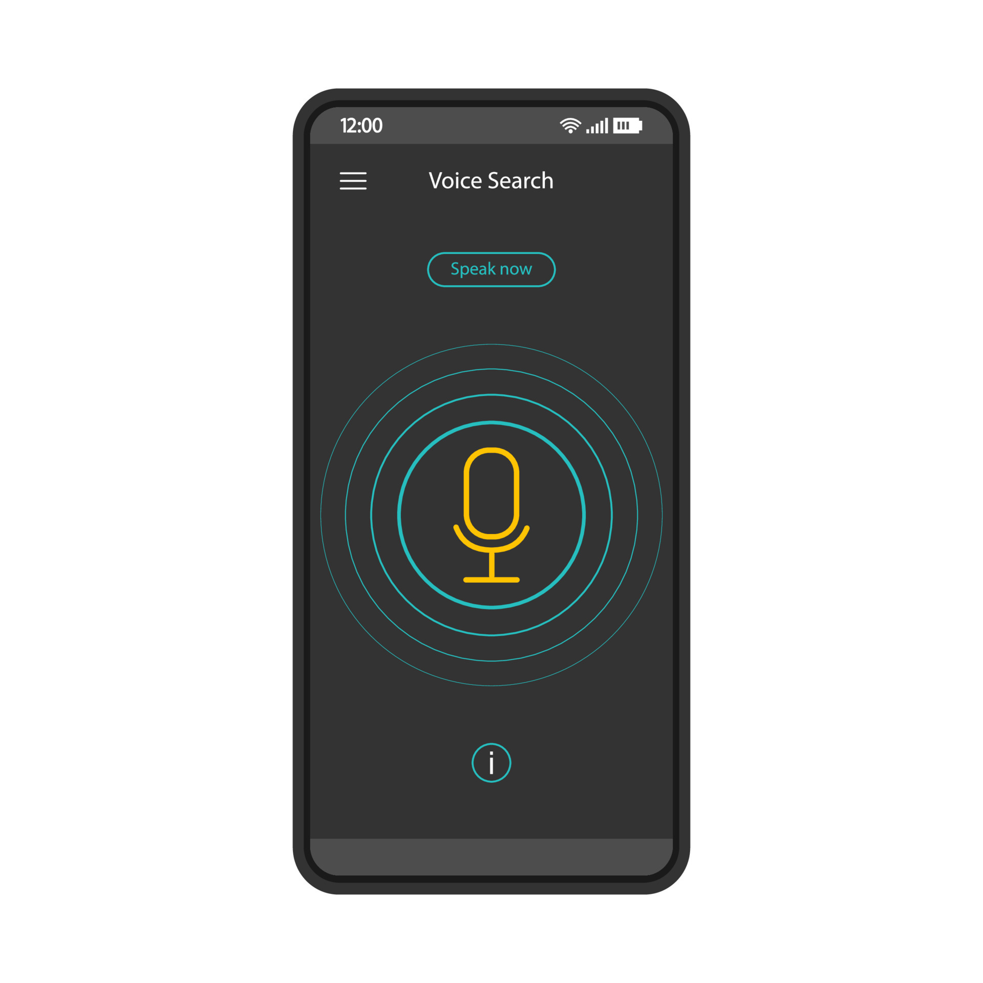 Speech recognition smartphone interface vector template. Mobile app