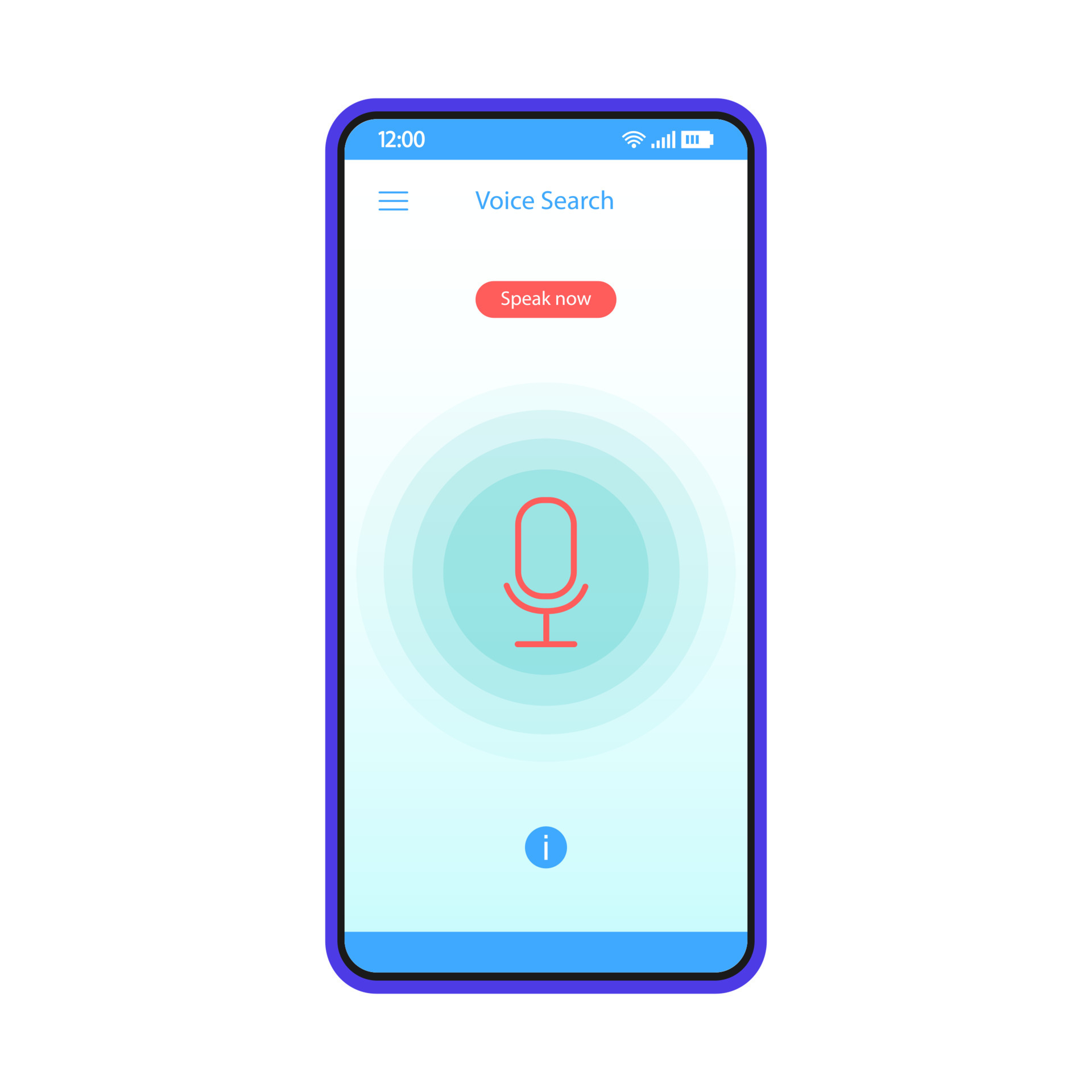 Voice search smartphone interface vector template. Speech recognition