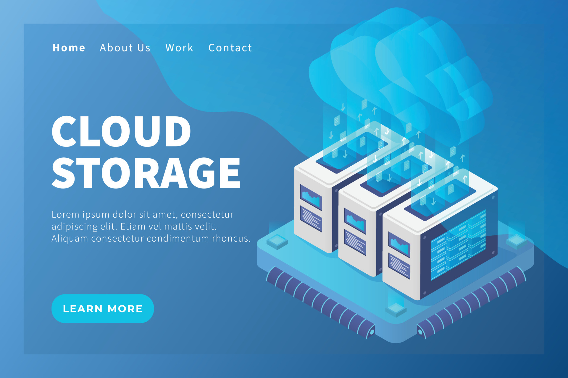 cloud storage concept with server database for website template or