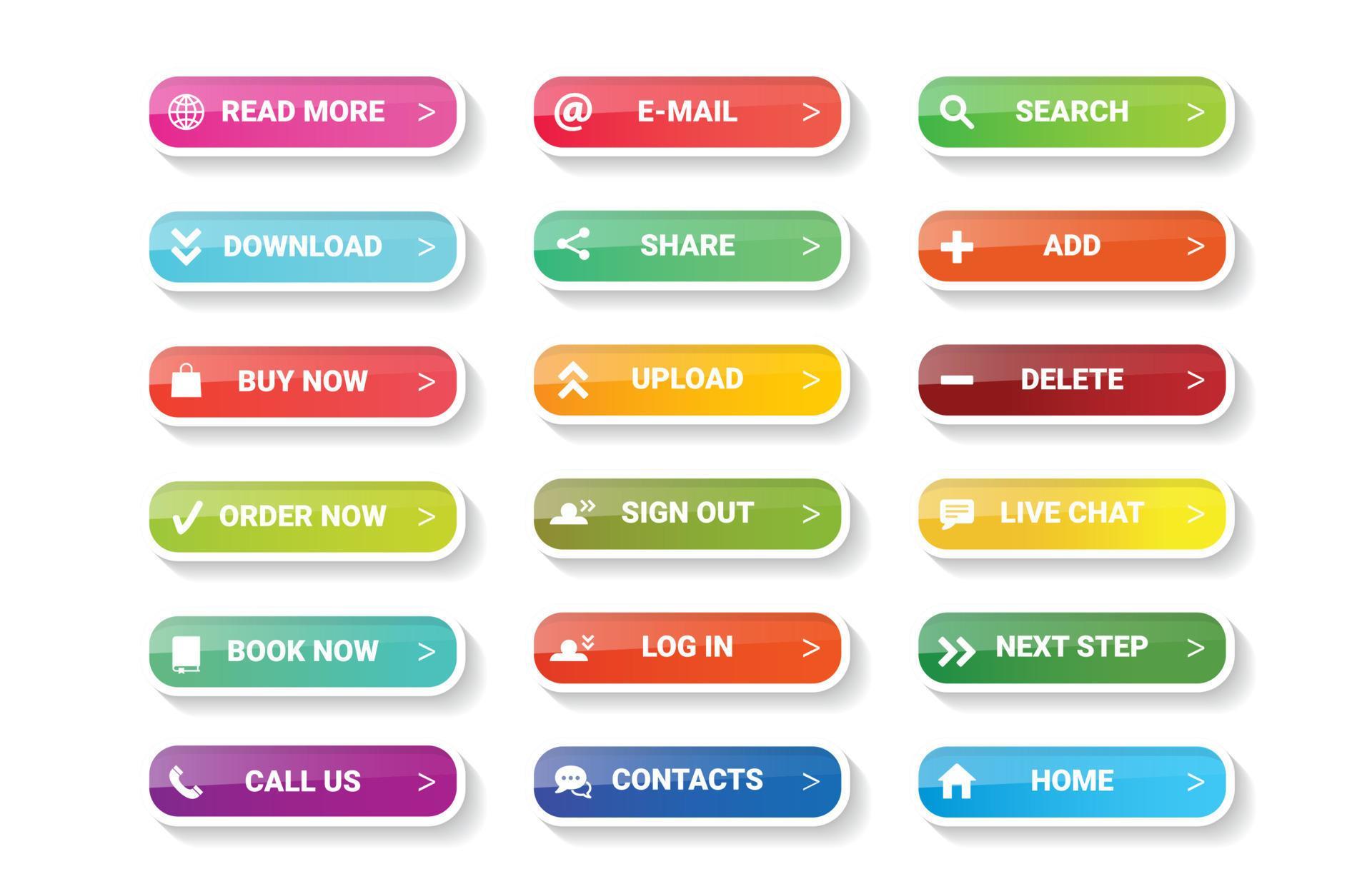 Modern web buttons User Interface and User Experience vector set. The