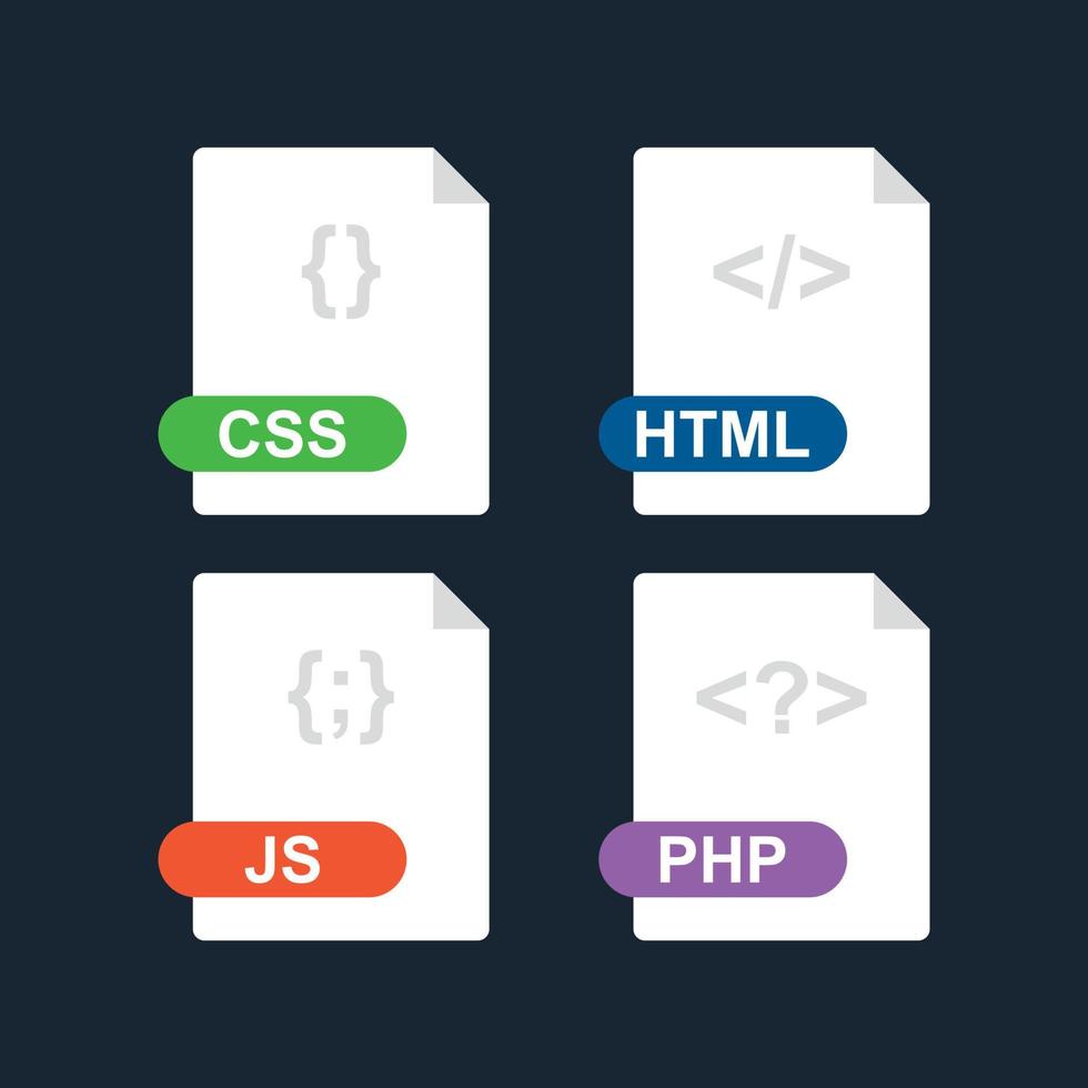 Css, html, js, php. Collection of web development file format flat icon