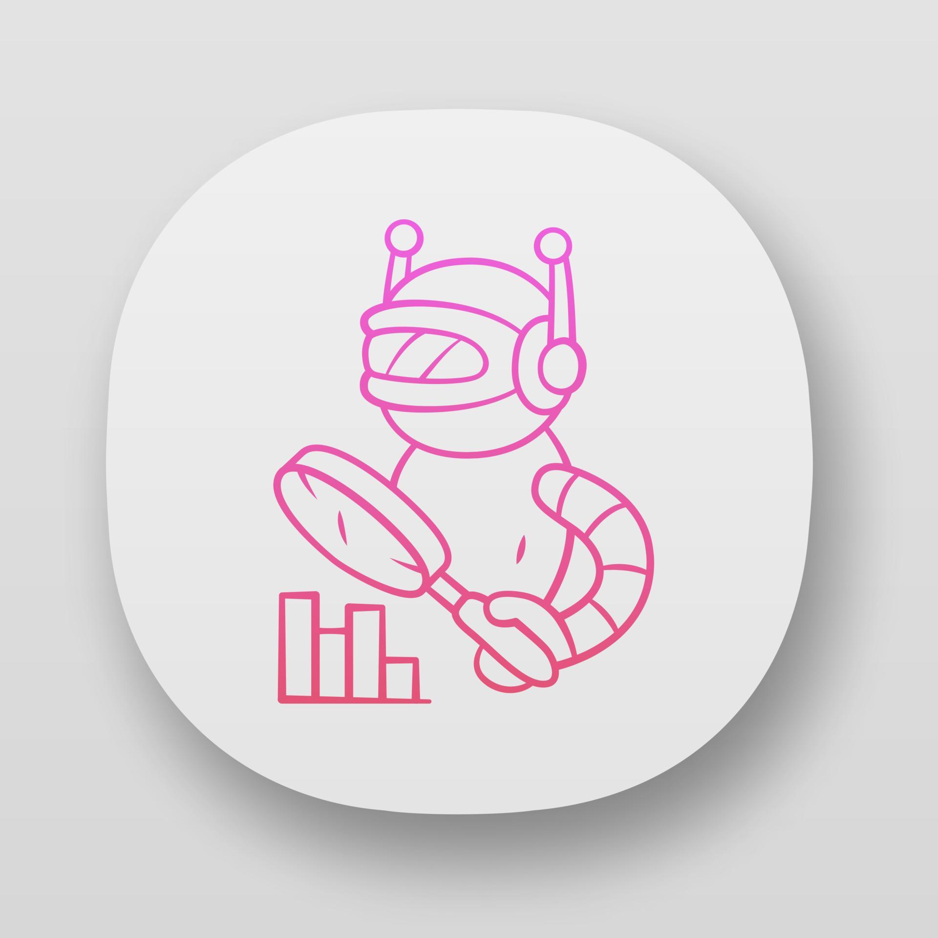 Monitoring bot app icon. Monitor websites uptime. Machine learning