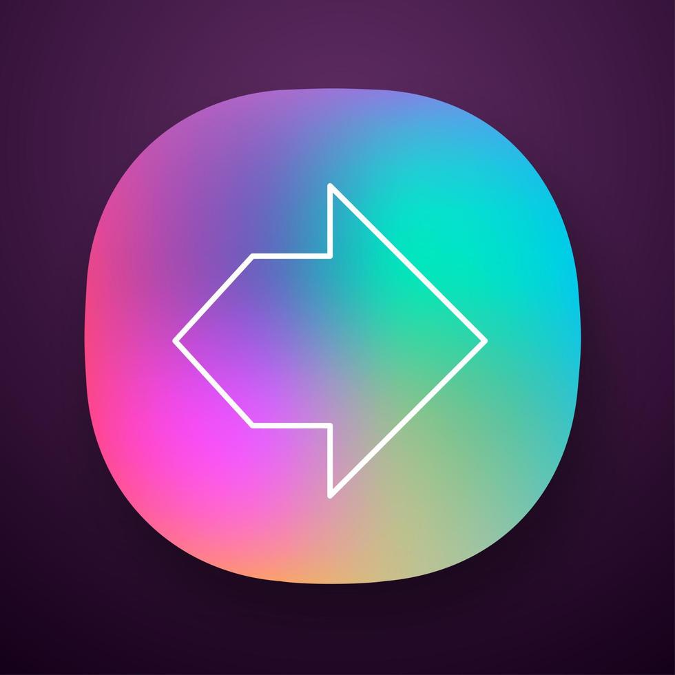 Double arrow app icon. Two way navigation arrow. Pointing cursor. Path indicator. Left, right