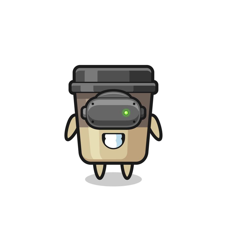 cute coffee cup using VR headset 5402019 Vector Art at