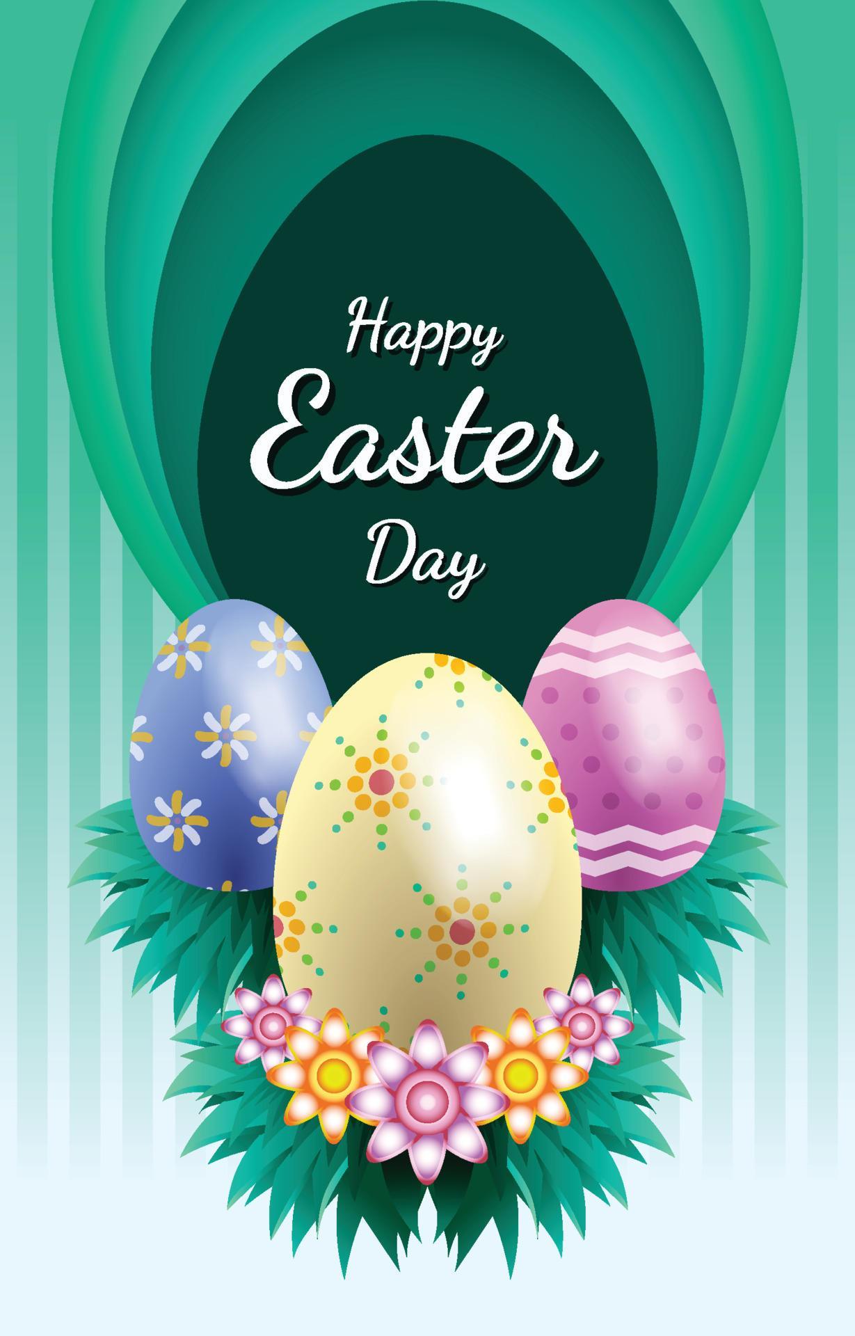 Happy Easter Day with Easter Eggs 5431626 Vector Art at