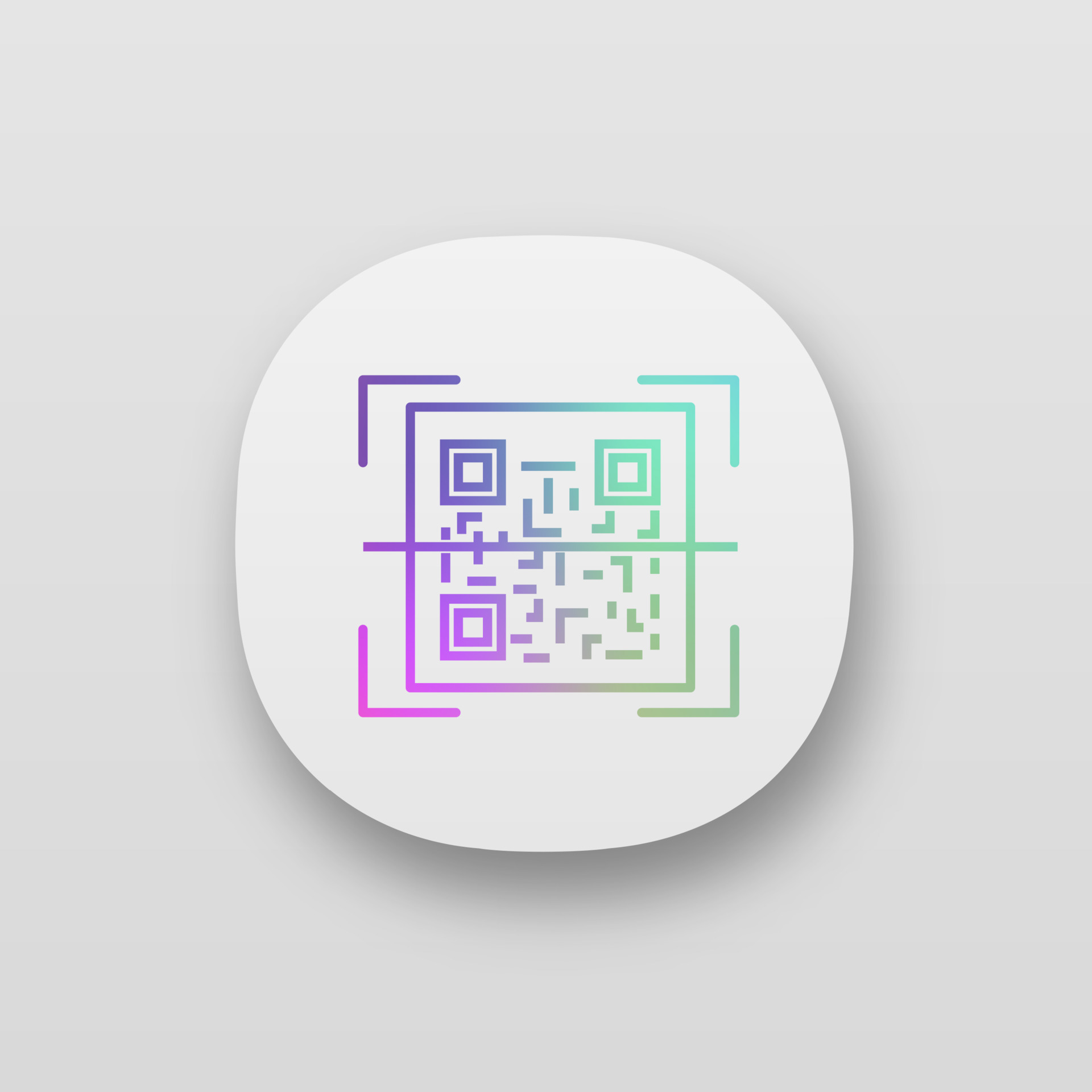 QR code scanning app icon. UI UX user interface. 2D code reading app. Matrix barcode scanner