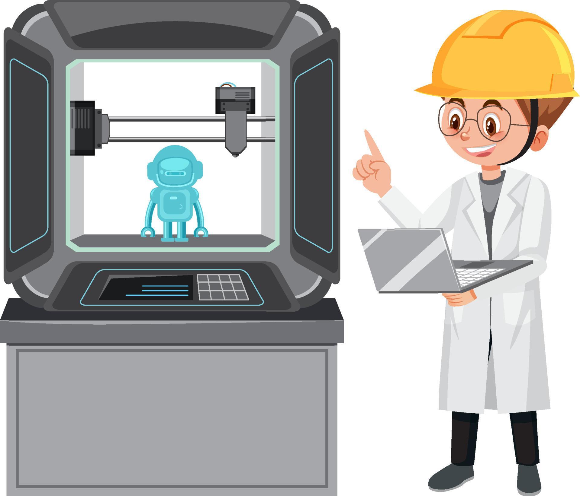 A robotic engineer controlling machine 6034580 Vector Art at Vecteezy