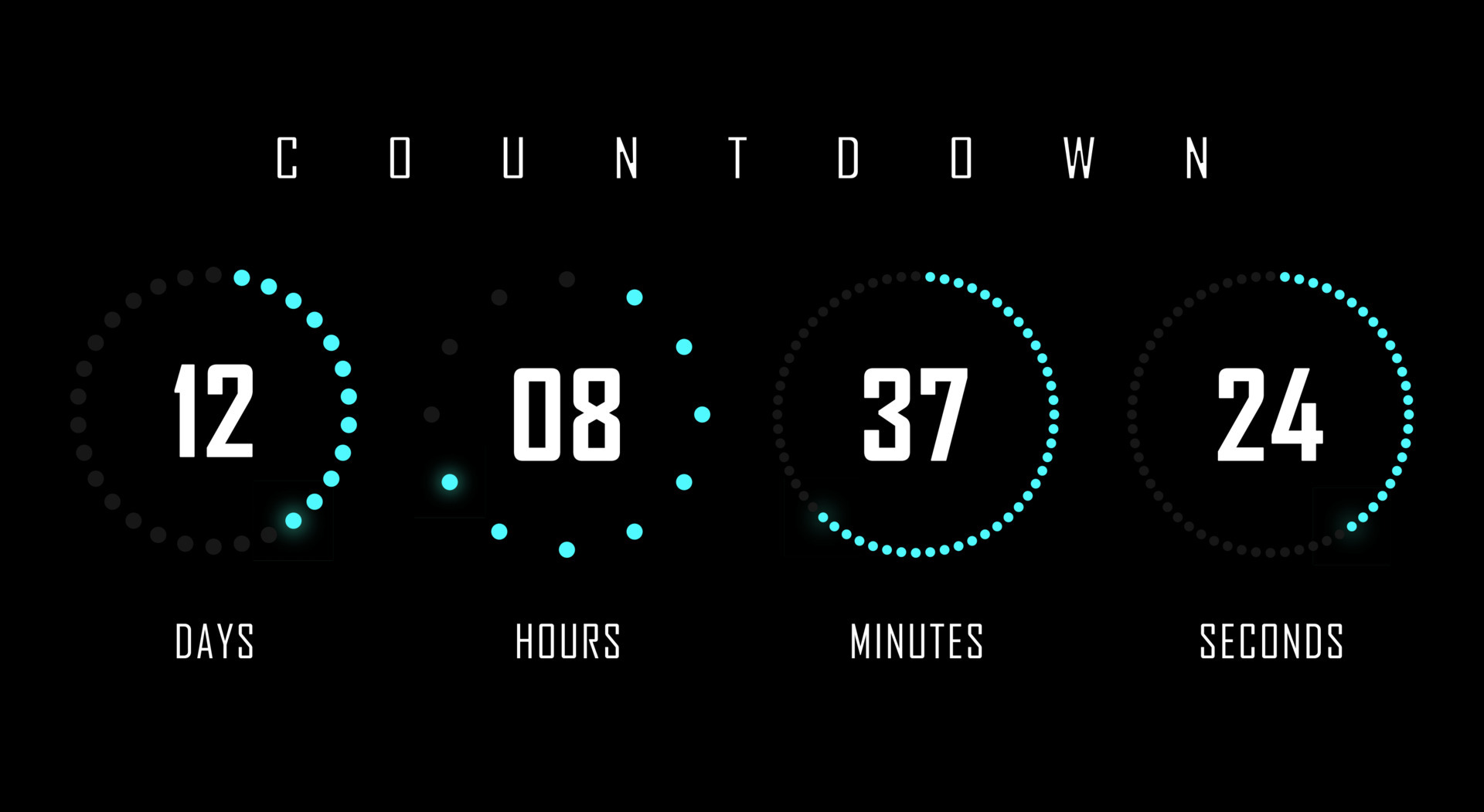 Countdown website vector flat template circle clock timer background